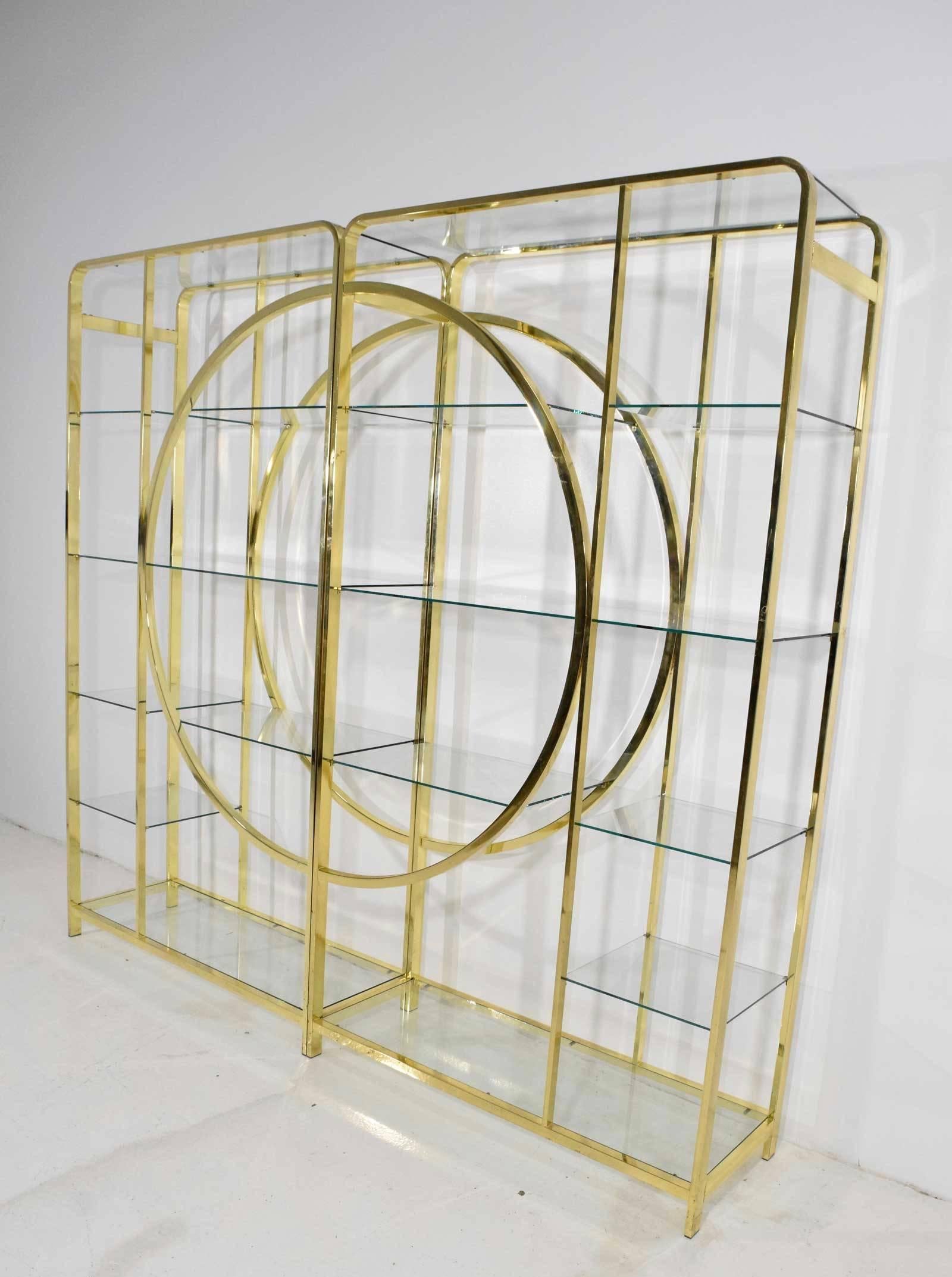 Mid-Century Modern Pair of Brass Finish Milo Baughman Etageres
