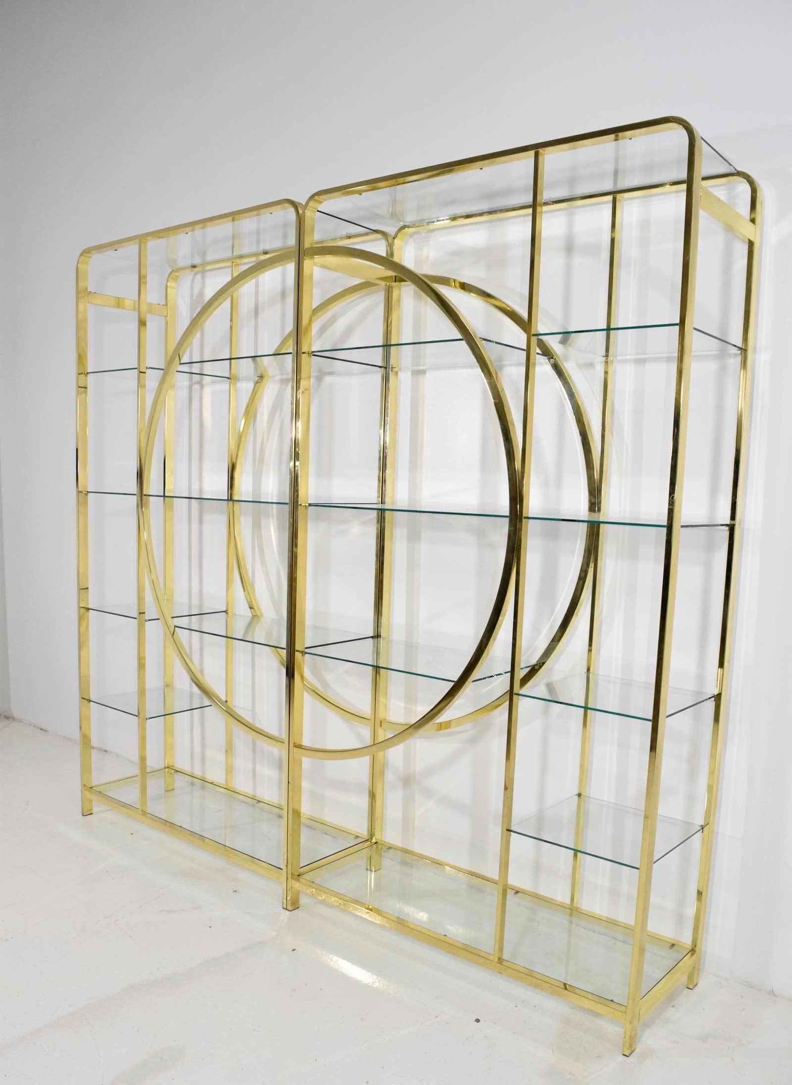 Pair of Brass Finish Milo Baughman Etageres In Excellent Condition In Dallas, TX