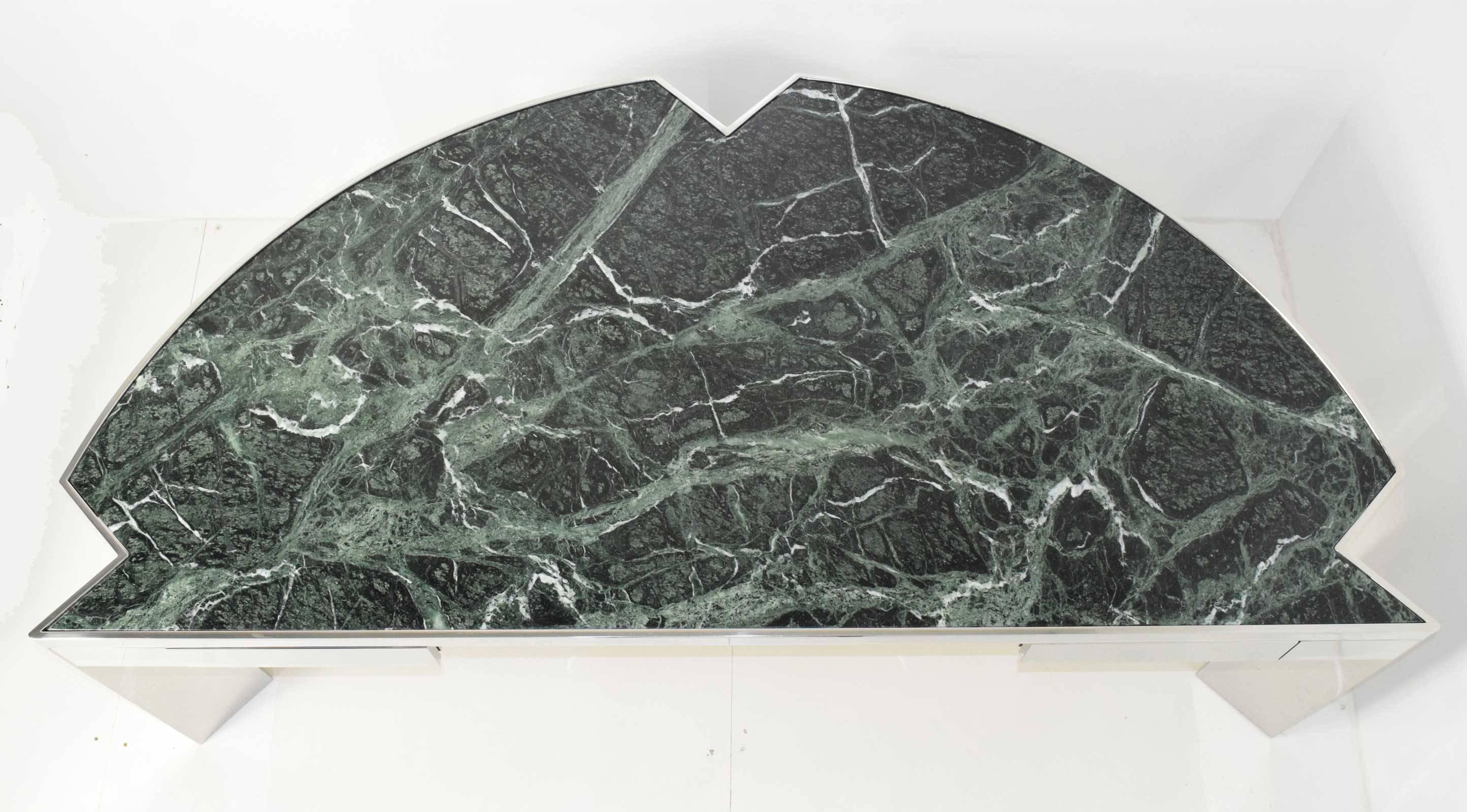 Stainless Steel Leon Rosen Mezzaluna Desk for Pace