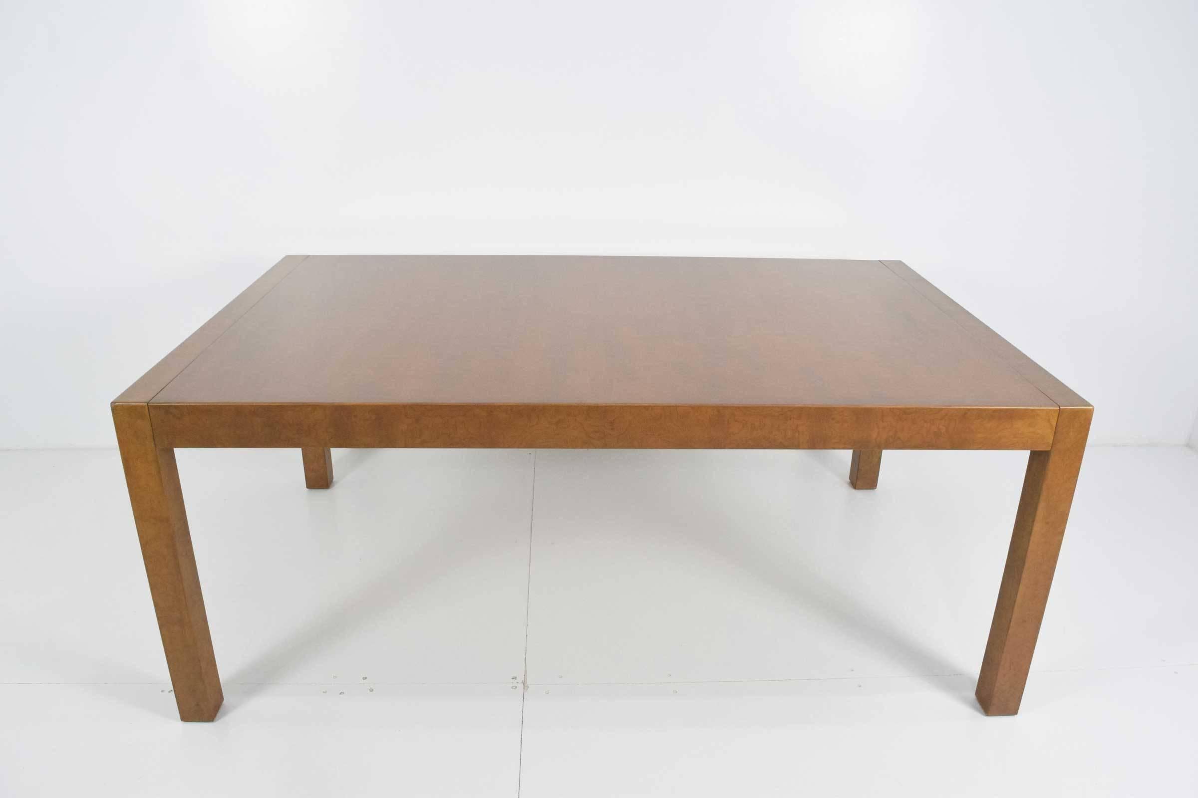 American Burl Wood Parsons Dining Table by Widdicomb