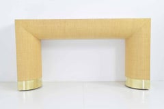 Console et miroir en toile de jute de style Karl Springer