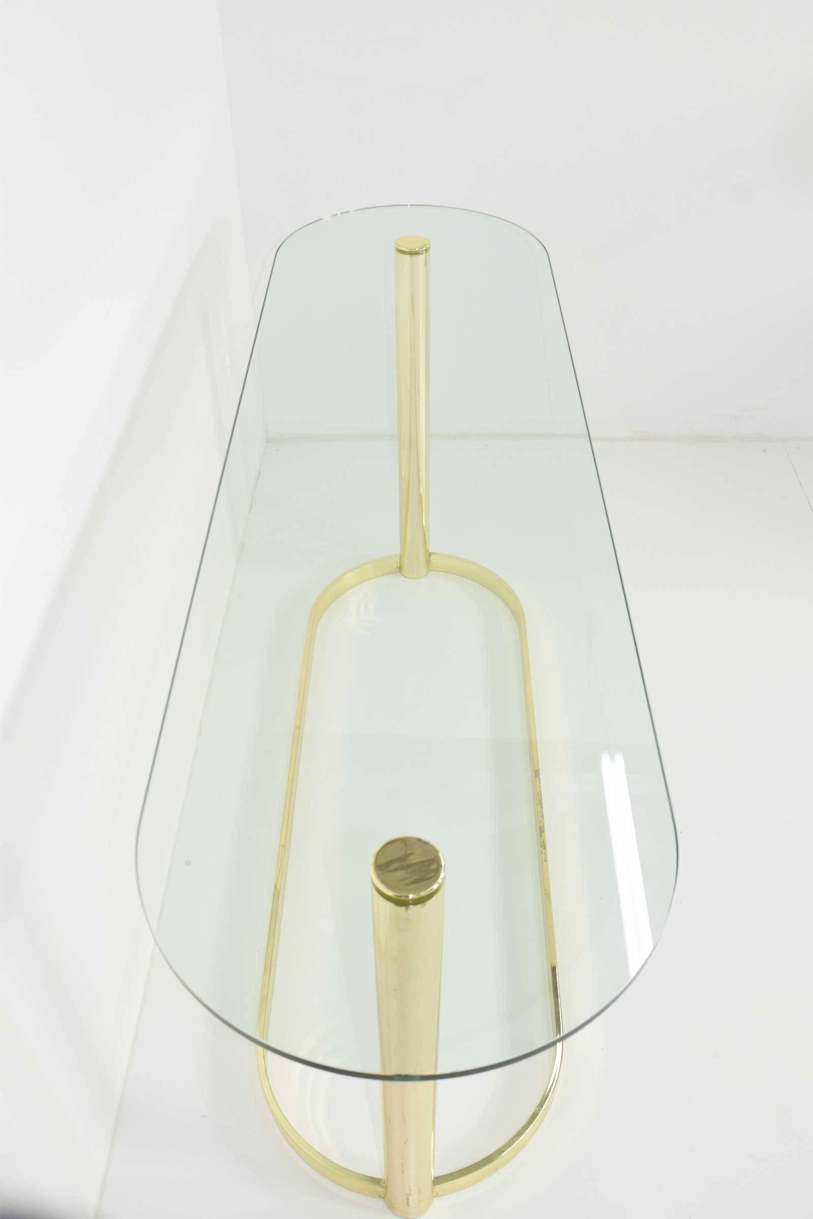 Mid-Century Modern Pace Collection Brass and Glass Console Table  For Sale