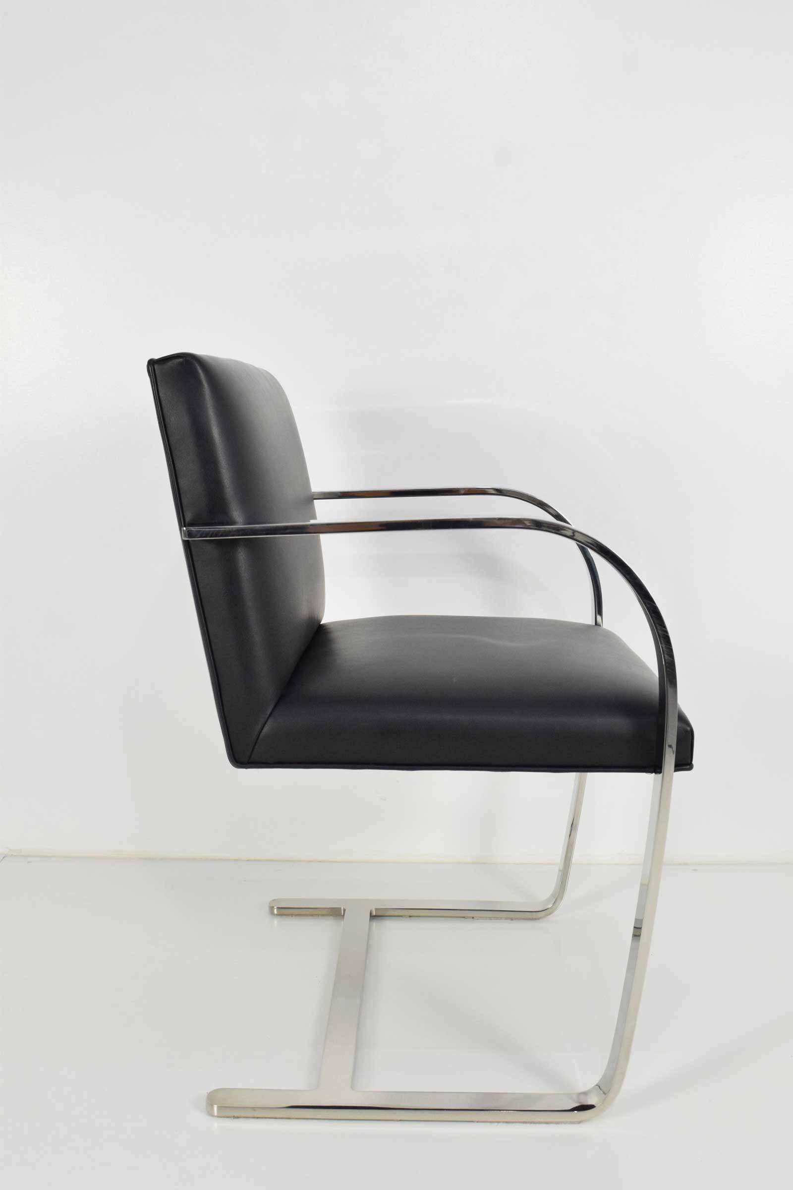 Stainless Steel Flat Bar Brno Chairs by Mies van der Rohe for Knoll