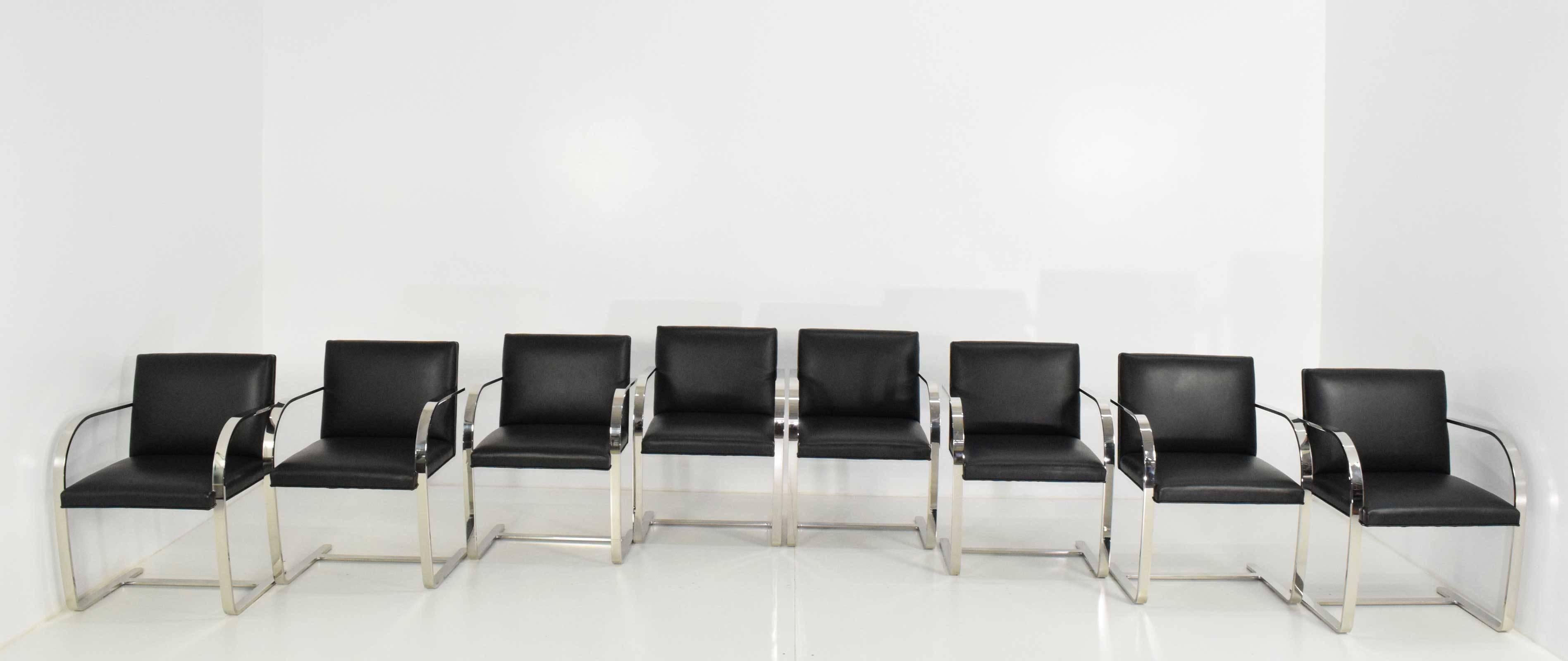 Mid-Century Modern Flat Bar Brno Chairs by Mies van der Rohe for Knoll