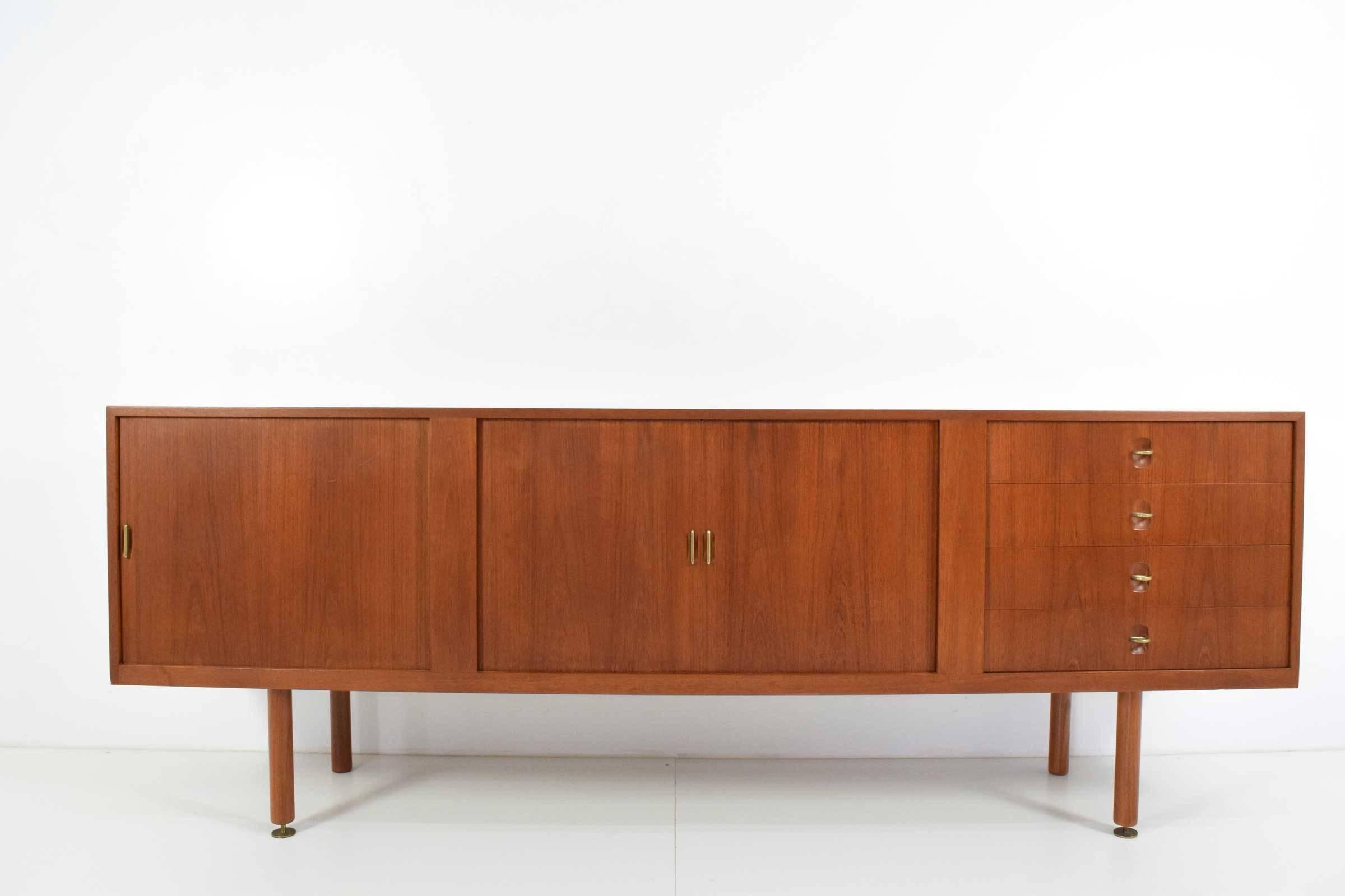 20th Century Danish Teak Tambour Door Credenza