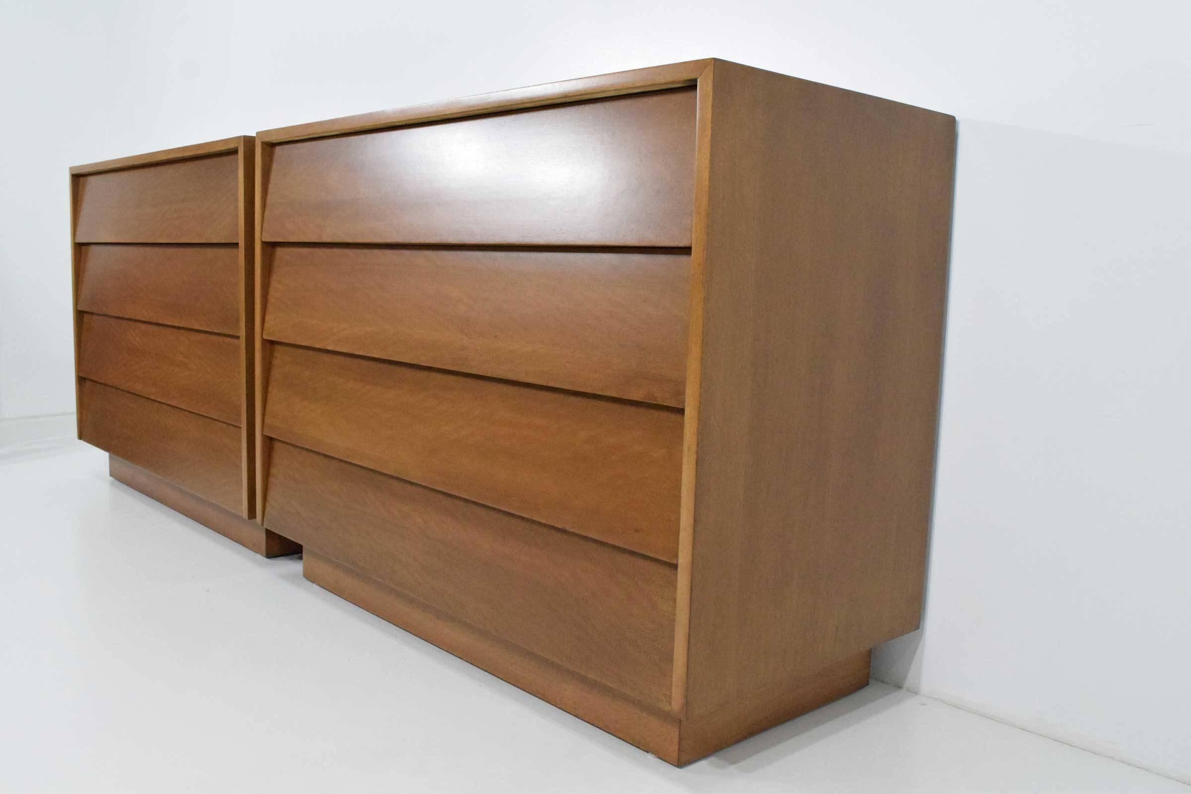 American Pair of Louvered Nighstands or Chests after Florence Knoll