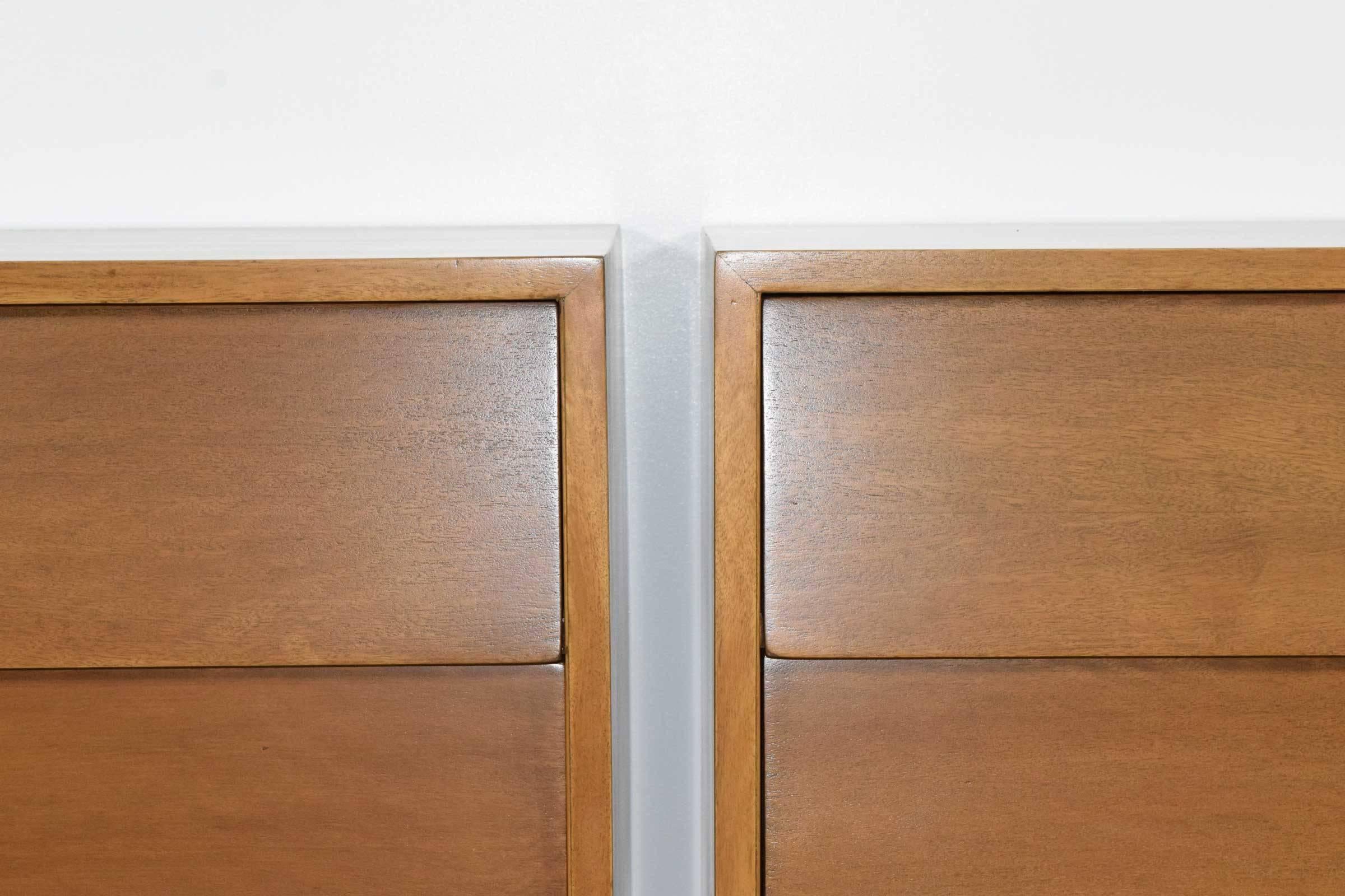 Mid-Century Modern Pair of Louvered Nighstands or Chests after Florence Knoll