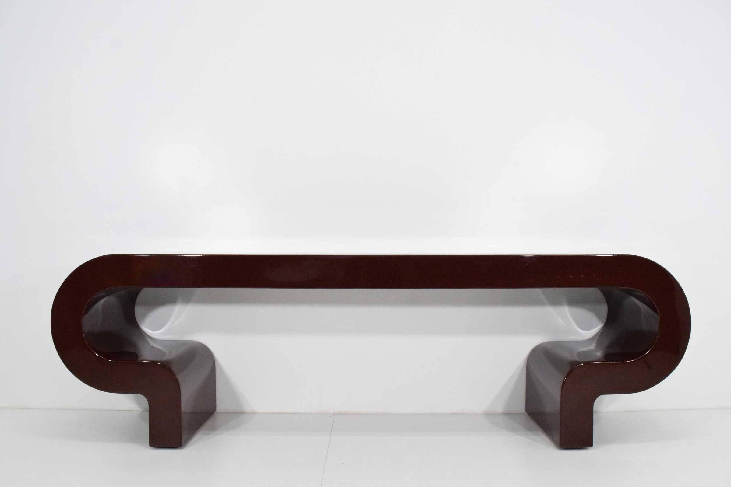 Beautifully simple, substantially constructed. Great looking console for entry, dining, or any room. This can also be a great desk. We recommend re-lacquering which we can help with if desired. 