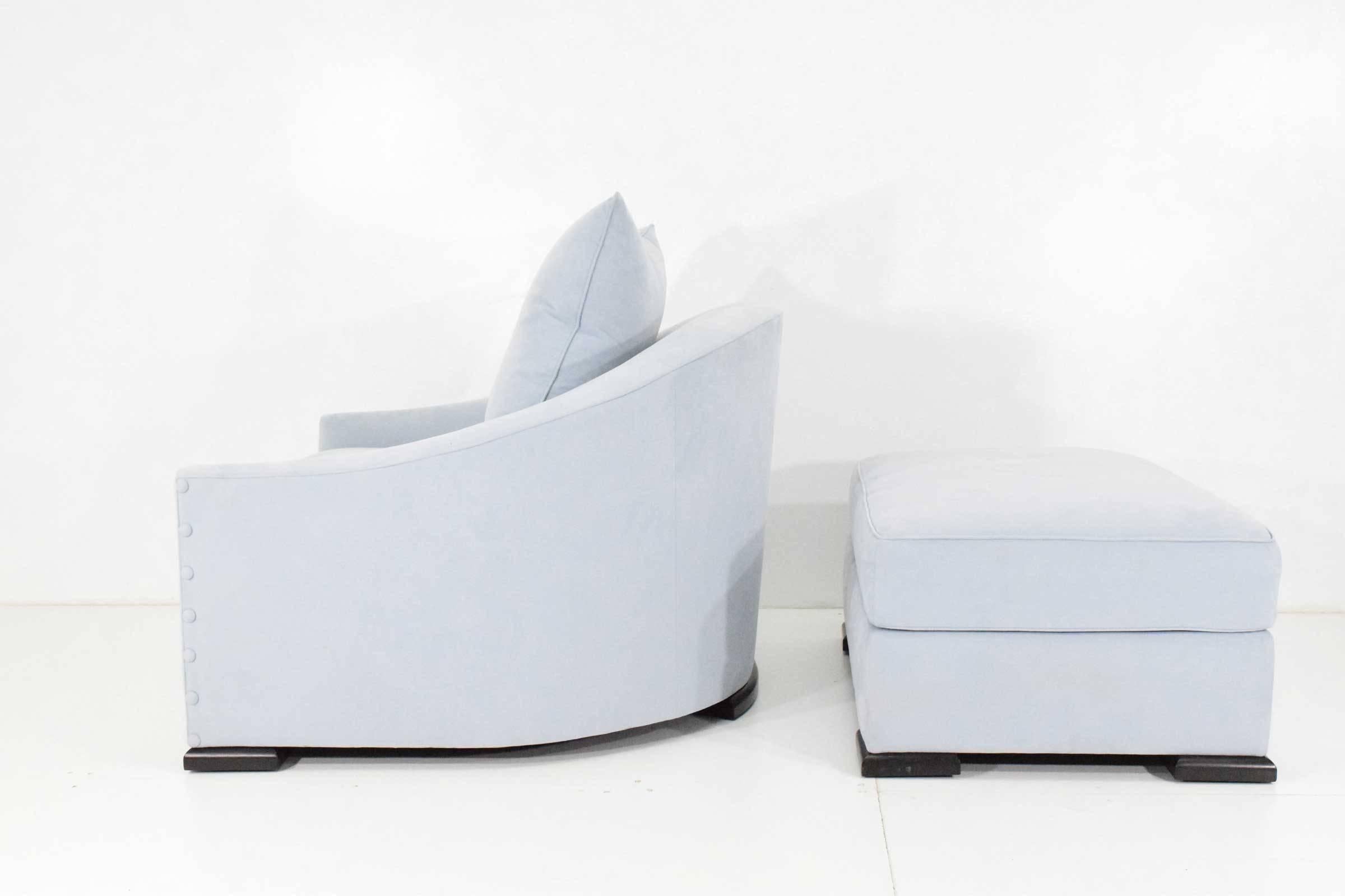 American Mattiliano Dupre Lafon Lounge Chairs with Ottomans