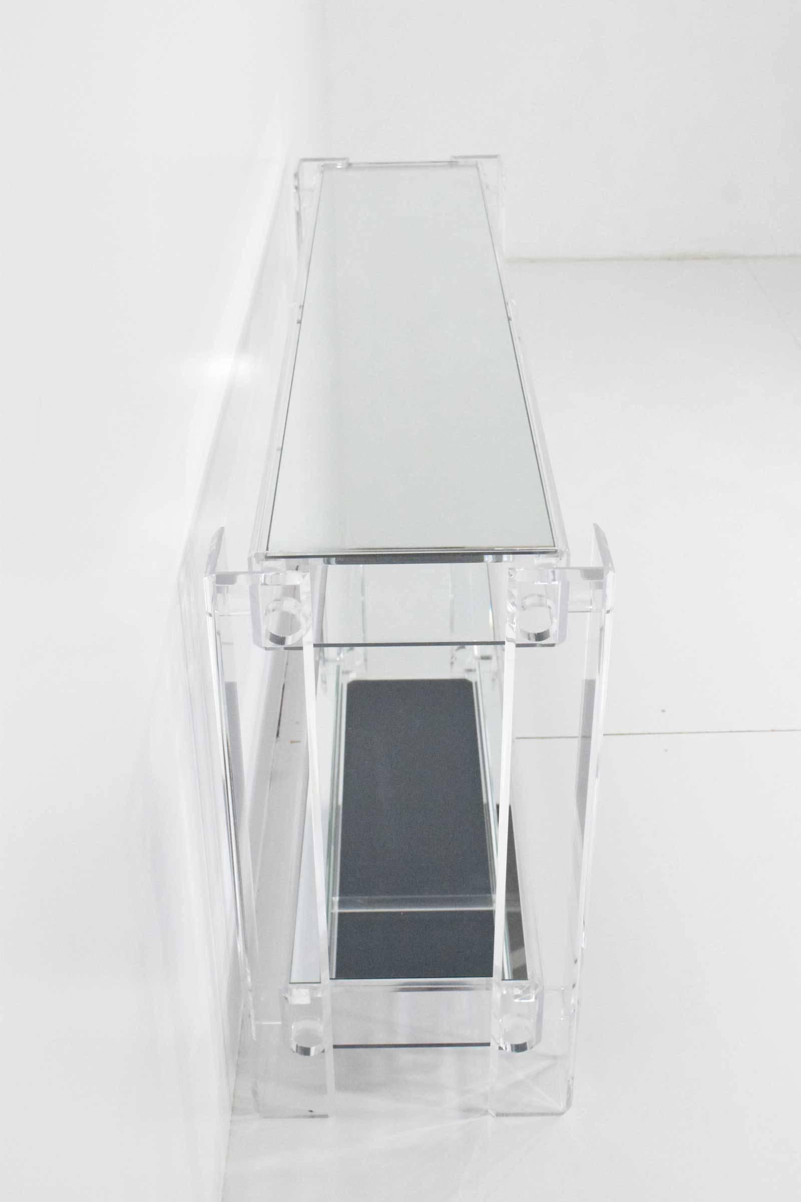 American Lucite with Mirrored Top Console Table