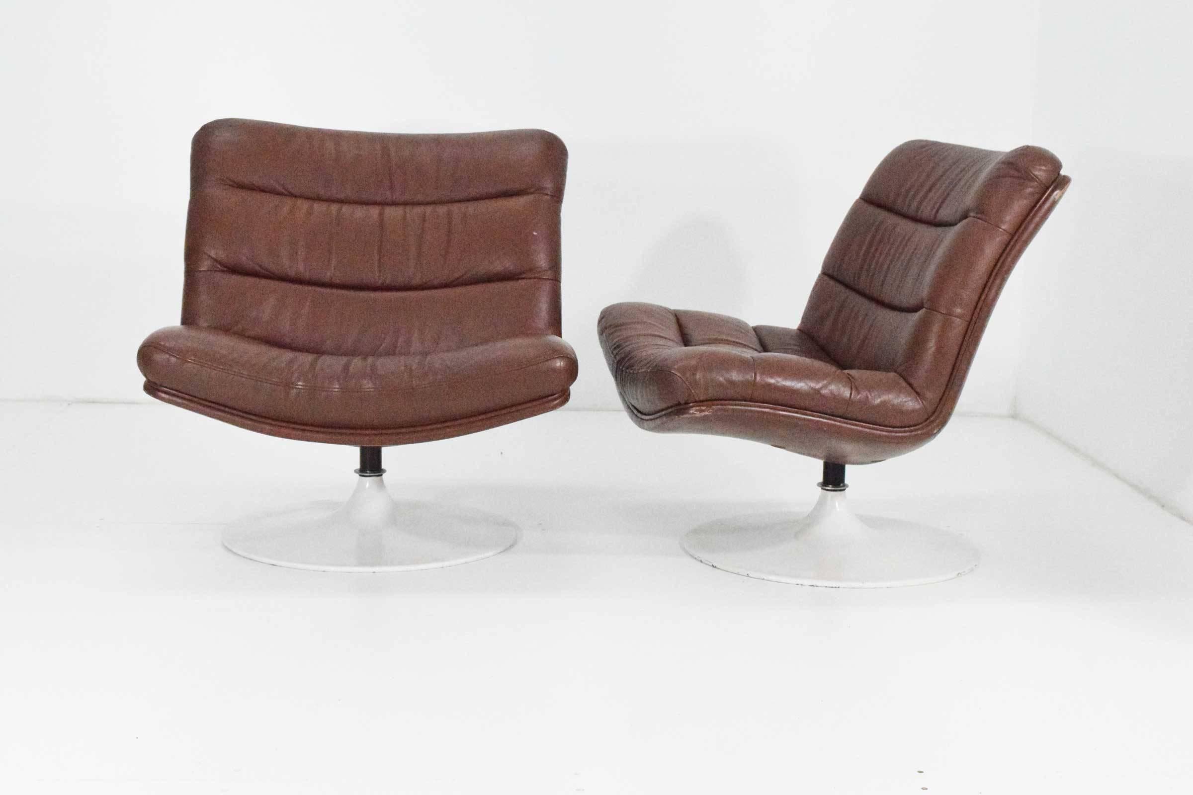 American Pair of Geoffrey Harcourt Lounge Chairs