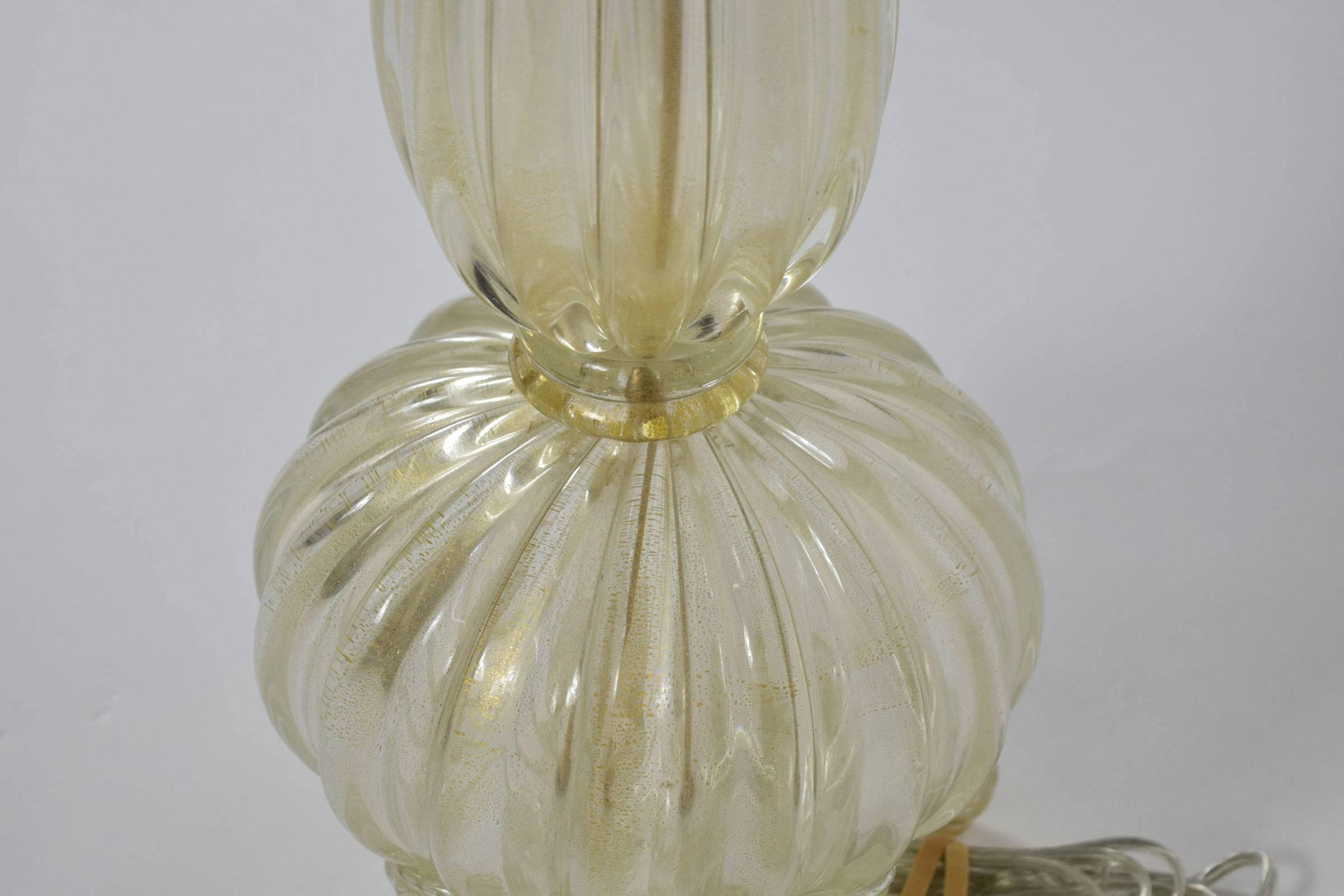 20th Century Footed Gold Murano Table Lamp