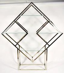 1970s Diamond Shaped Etagere in Silver Finish