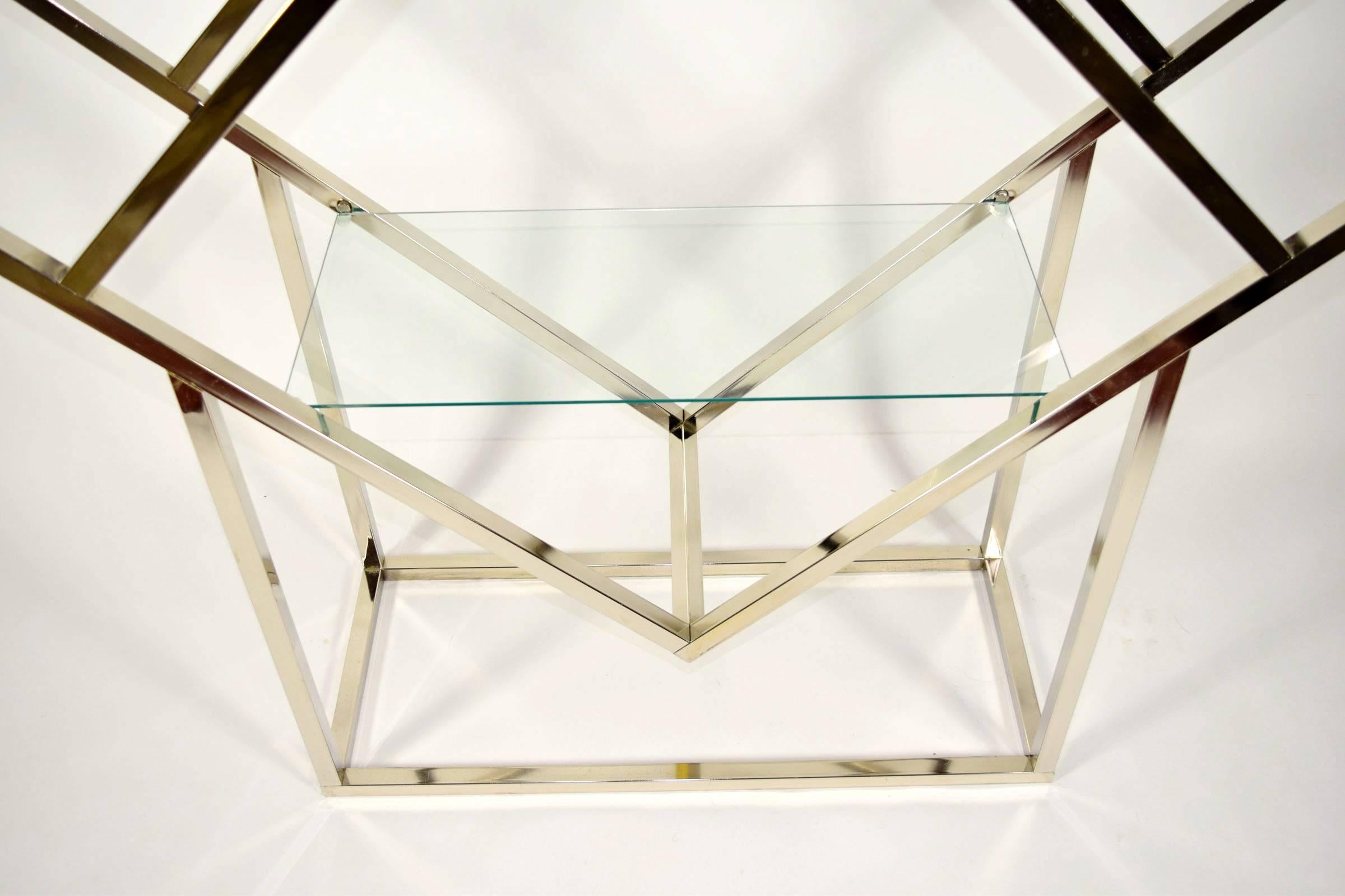 20th Century 1970s Diamond Shaped Etagere in Silver Finish