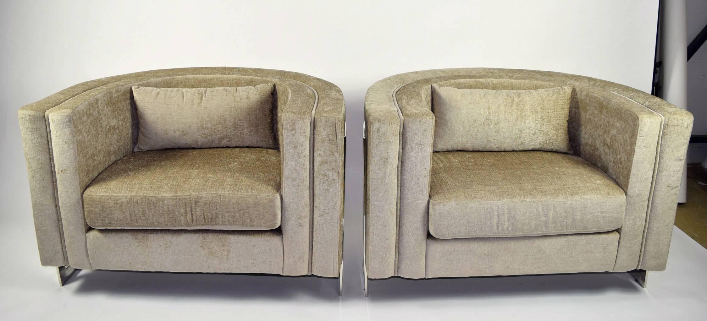 Chrome Milo Baughman  Lounge Chairs