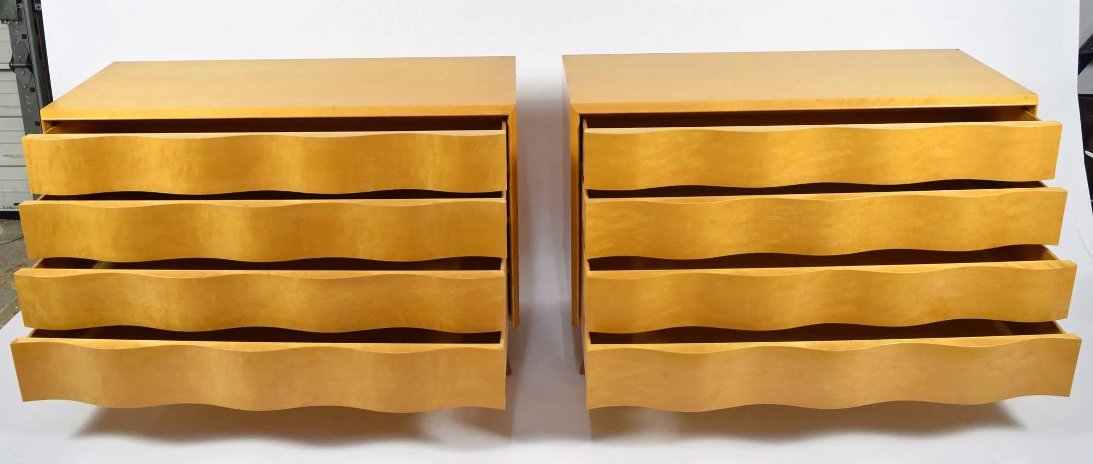 20th Century Pair of Edmond Spence Wavy Front Chests
