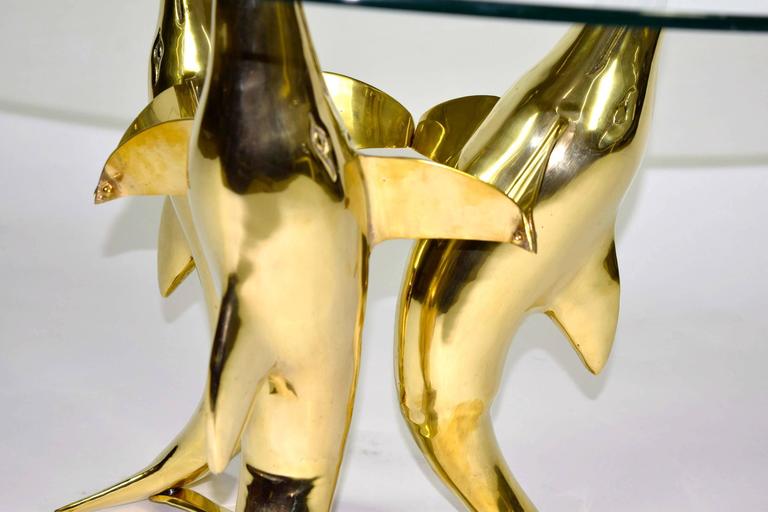 Brass Dolphin Base Coffee or Side Table For Sale at 1stDibs dolphin
