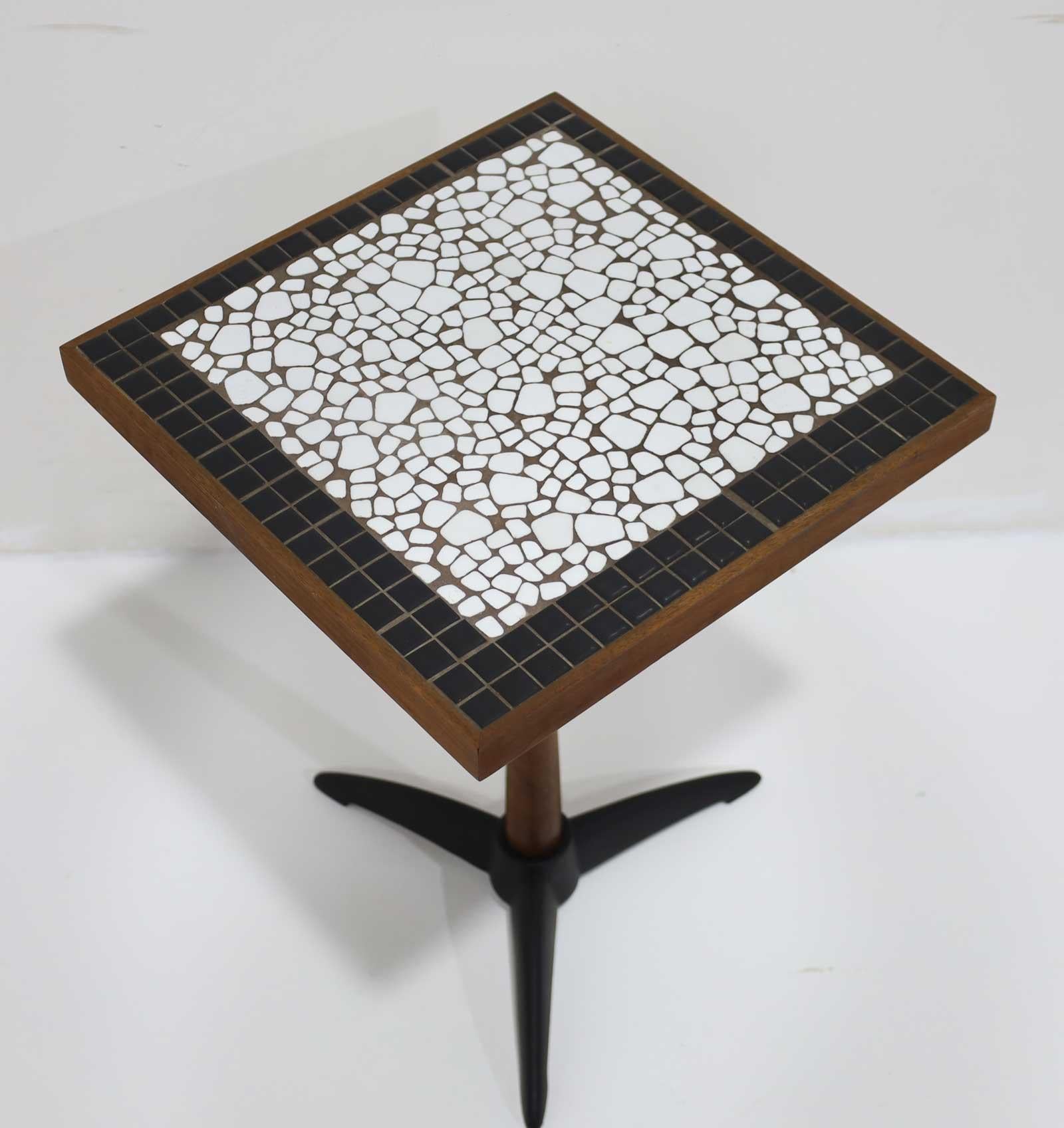 Mid-Century Modern Gordon Martz Style Side Table with Asymmetrical Ceramic Tile Top For Sale