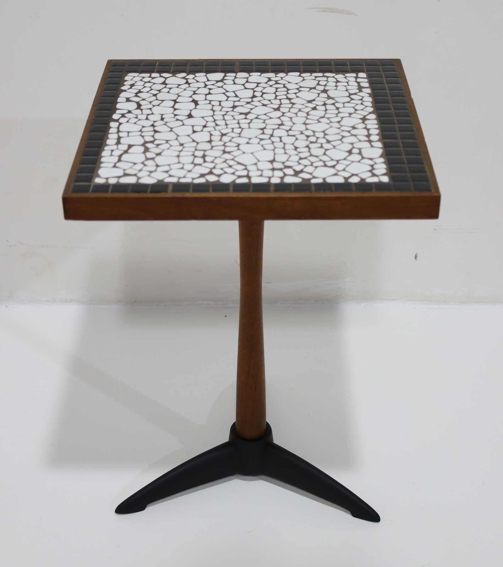 20th Century Gordon Martz Style Side Table with Asymmetrical Ceramic Tile Top For Sale