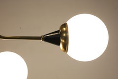 Pair of Stilnovo Style Chandeliers in Brass and Glass, 1960s