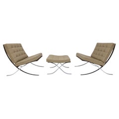 Knoll Mies van der Rohe Barcelona Chairs and Ottoman in Volo Leather