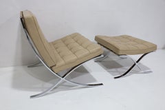 Knoll Mies van der Rohe Barcelona Chairs and Ottoman in Volo Leather