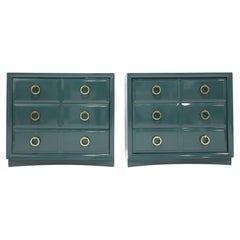 Pair of Robsjohn-Gibbings for Widdicomb Chests Newly Lacquered in Deep Green