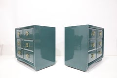 Pair of Robsjohn-Gibbings for Widdicomb Chests Newly Lacquered in Deep Green