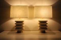 Pair of Vintage Travertine Lamps