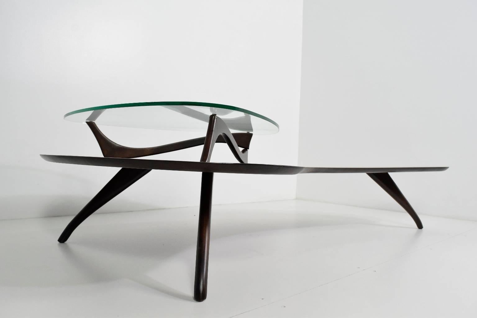 Mid-Century Modern Two-Tier Kidney Shaped Coffee Table