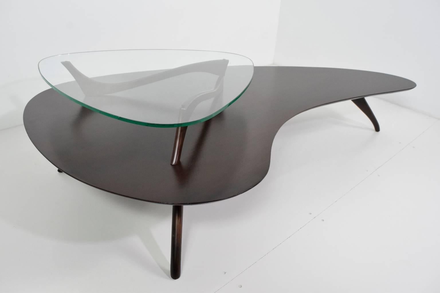 Glass Two-Tier Kidney Shaped Coffee Table