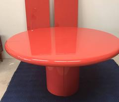 Goatskin Round Dining Table in Coral