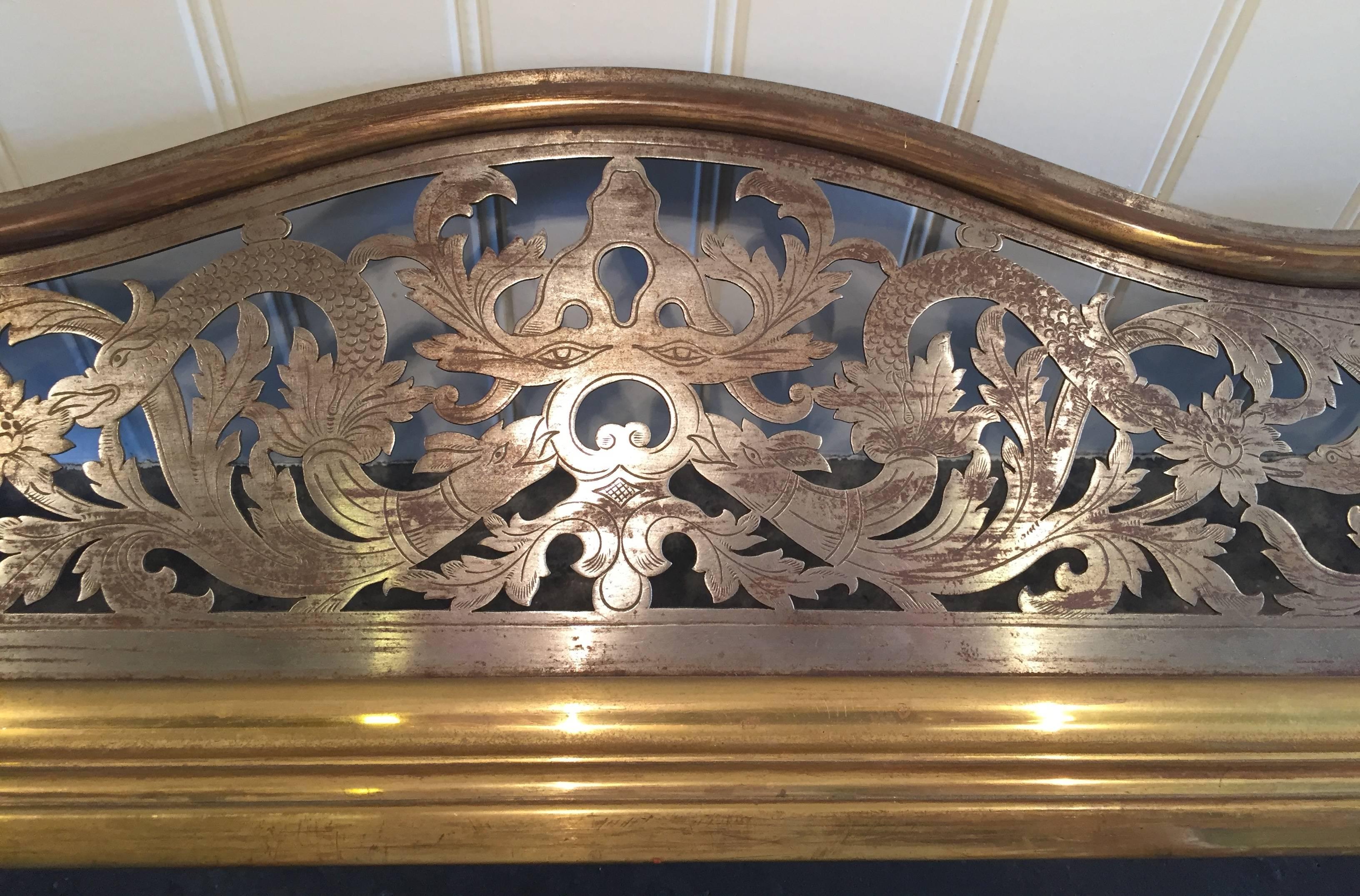 Georgian Pierced Steel and Brass Fireplace Fender In Good Condition For Sale In Quogue, NY