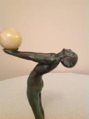 "Lueur" Art Deco Bronze with Alabaster Globe by Max Le Vernier