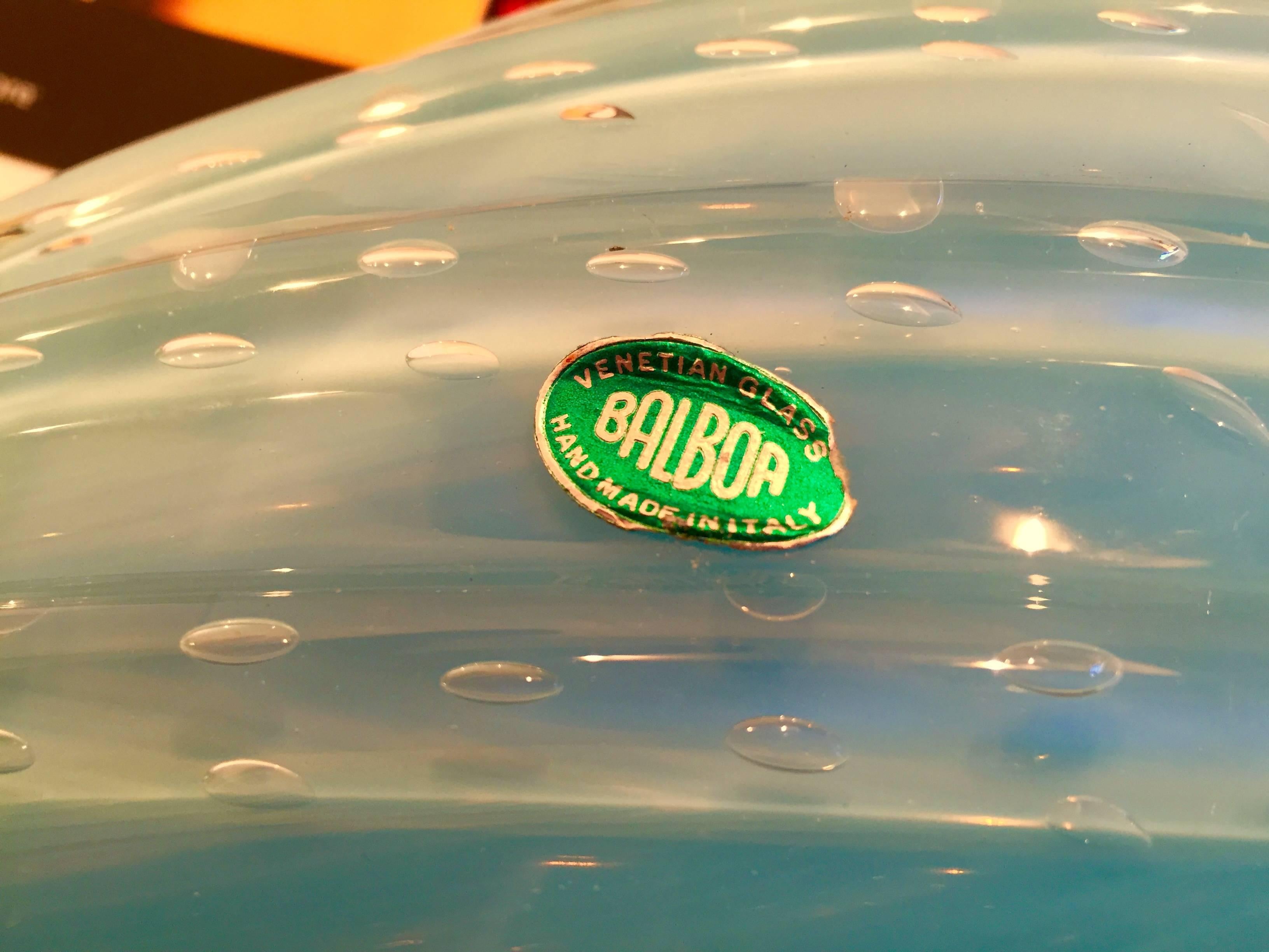 Pair of Sky Blue Murano Glass Table Lamps by Balboa In Good Condition For Sale In Quogue, NY