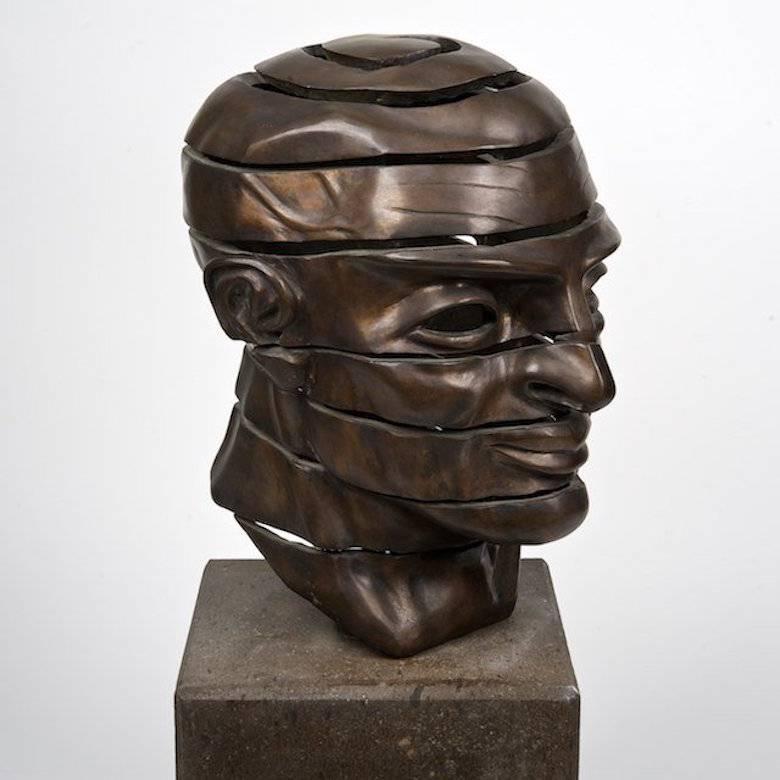 Gotzon ‘20th century’, bronze bust, spring head, bronze with brown patina, signed and numbered 