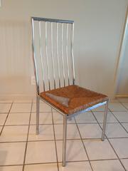 Midcentury Set of For Chrome and Rattan Italian Dining Chairs