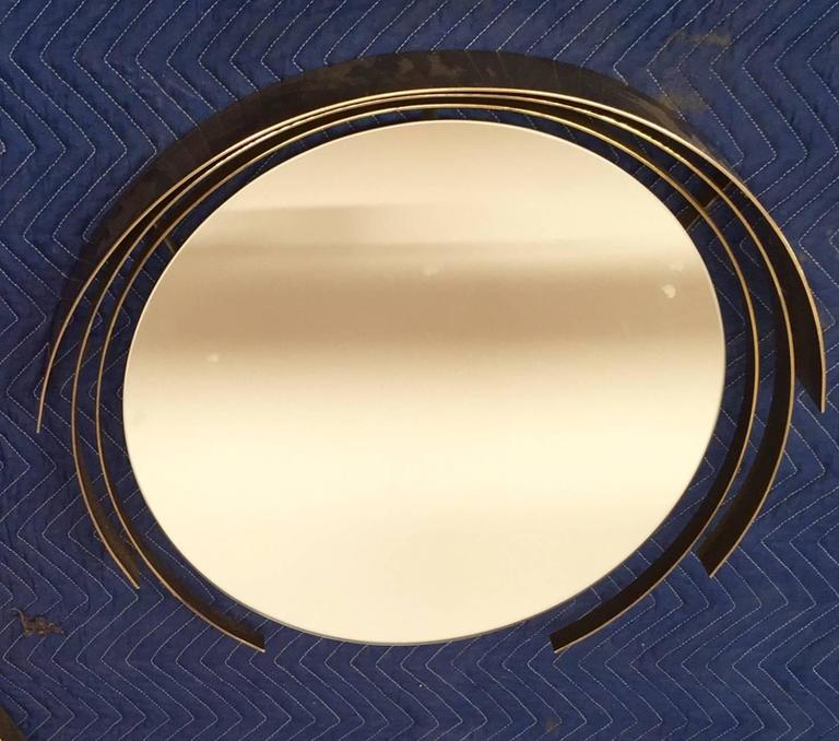 Curtis Jere Brass Framed Round Mirror