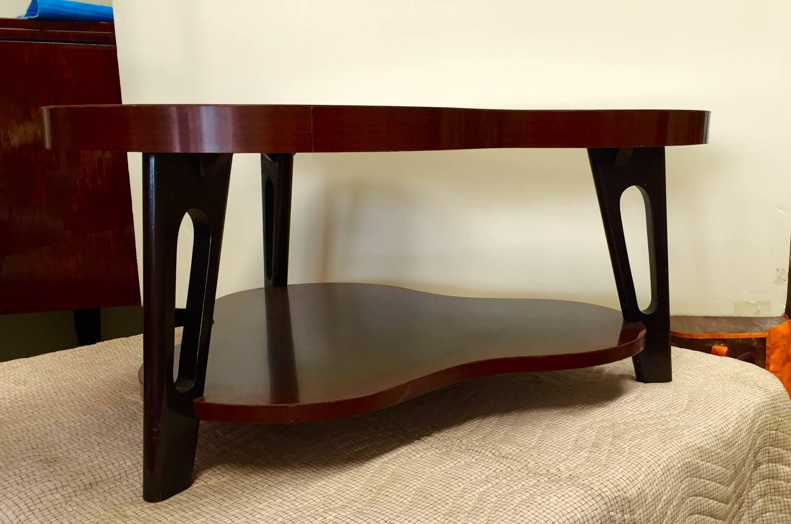 Mahogany Set of Clover Form Side and Cocktail Tables Attributed to Gilbert Rohde