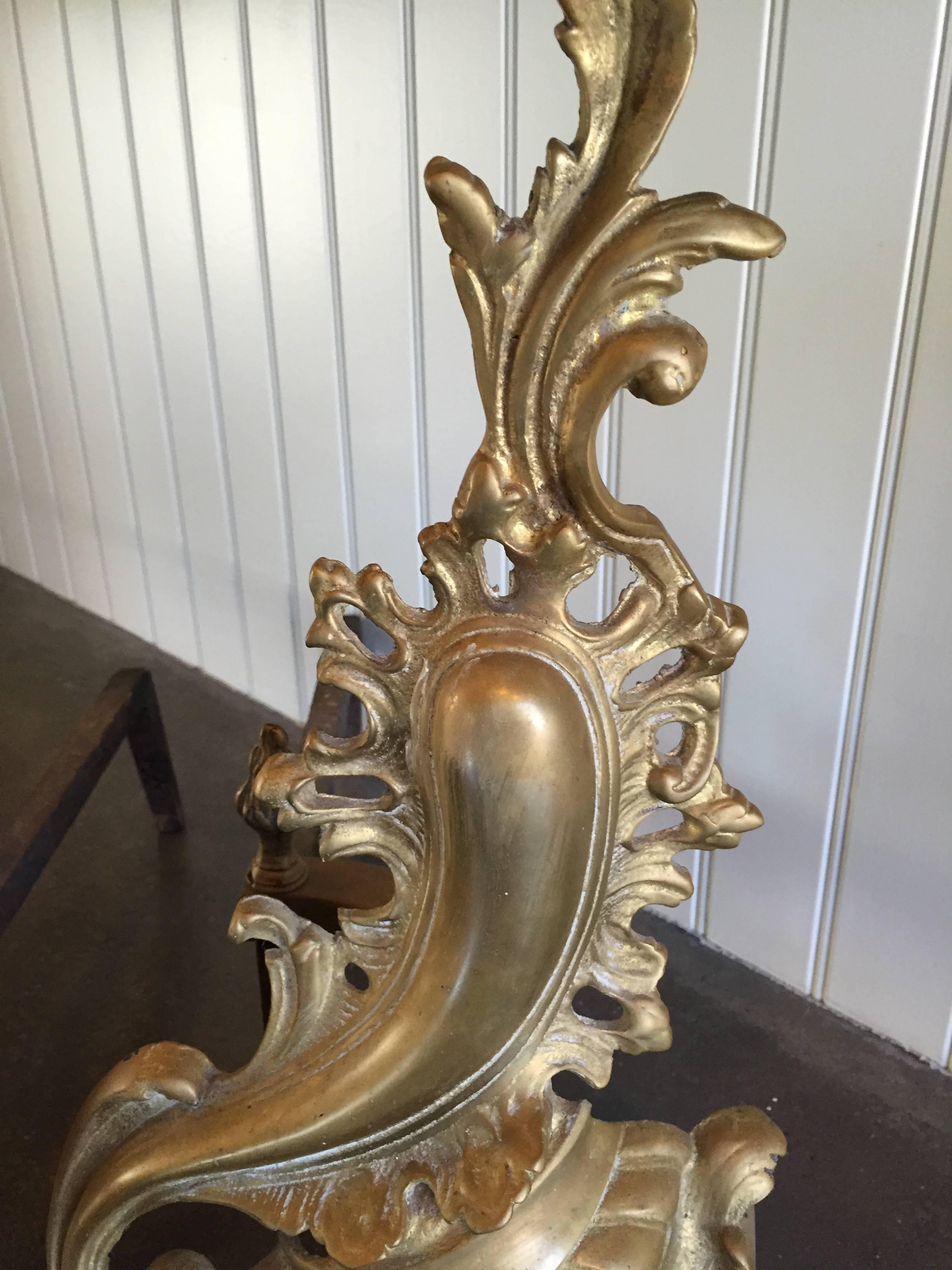 Metalwork Louis XV Style Chenets/ Andirons For Sale