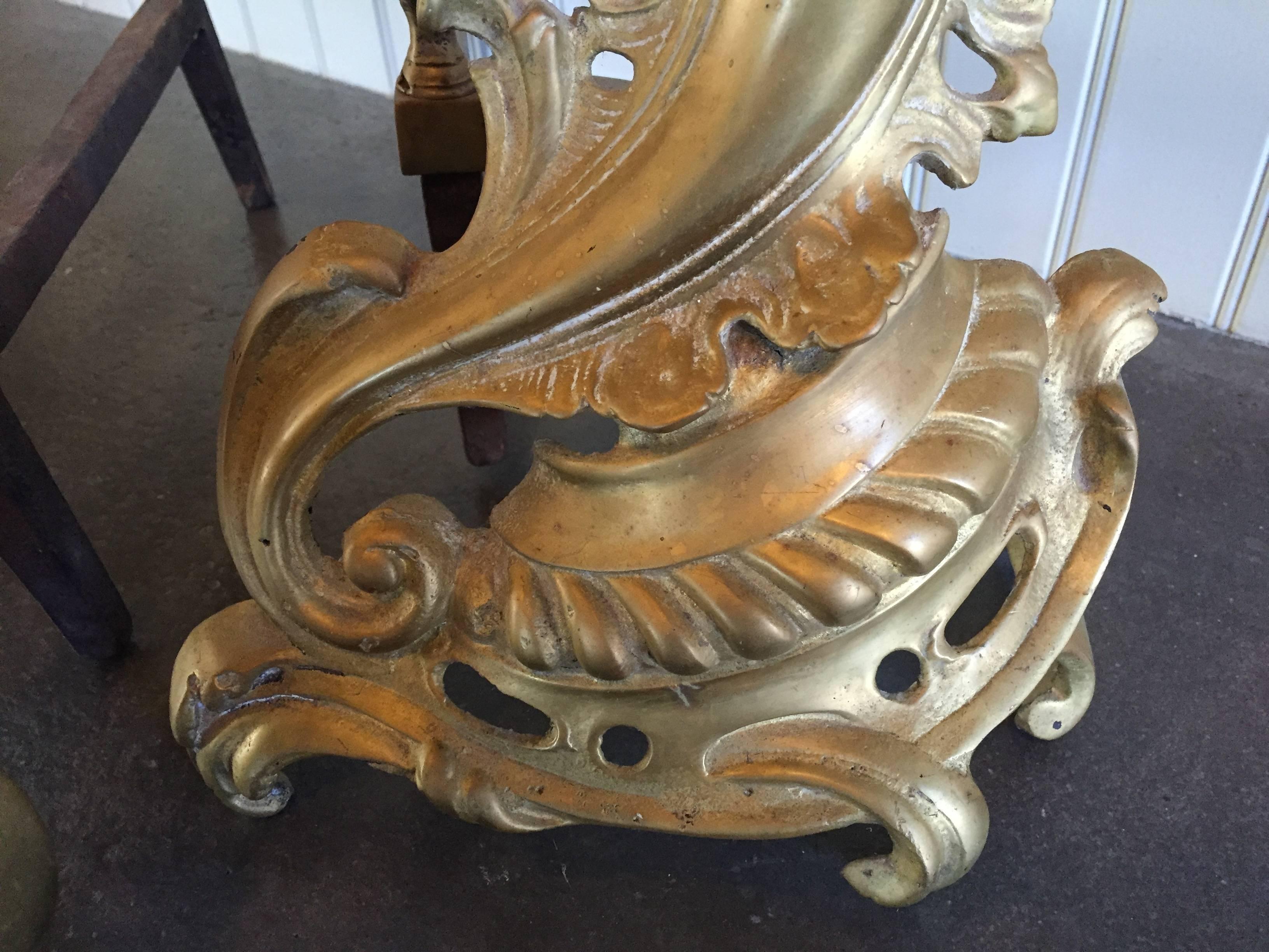 Louis XV Style Chenets/ Andirons In Good Condition For Sale In Quogue, NY