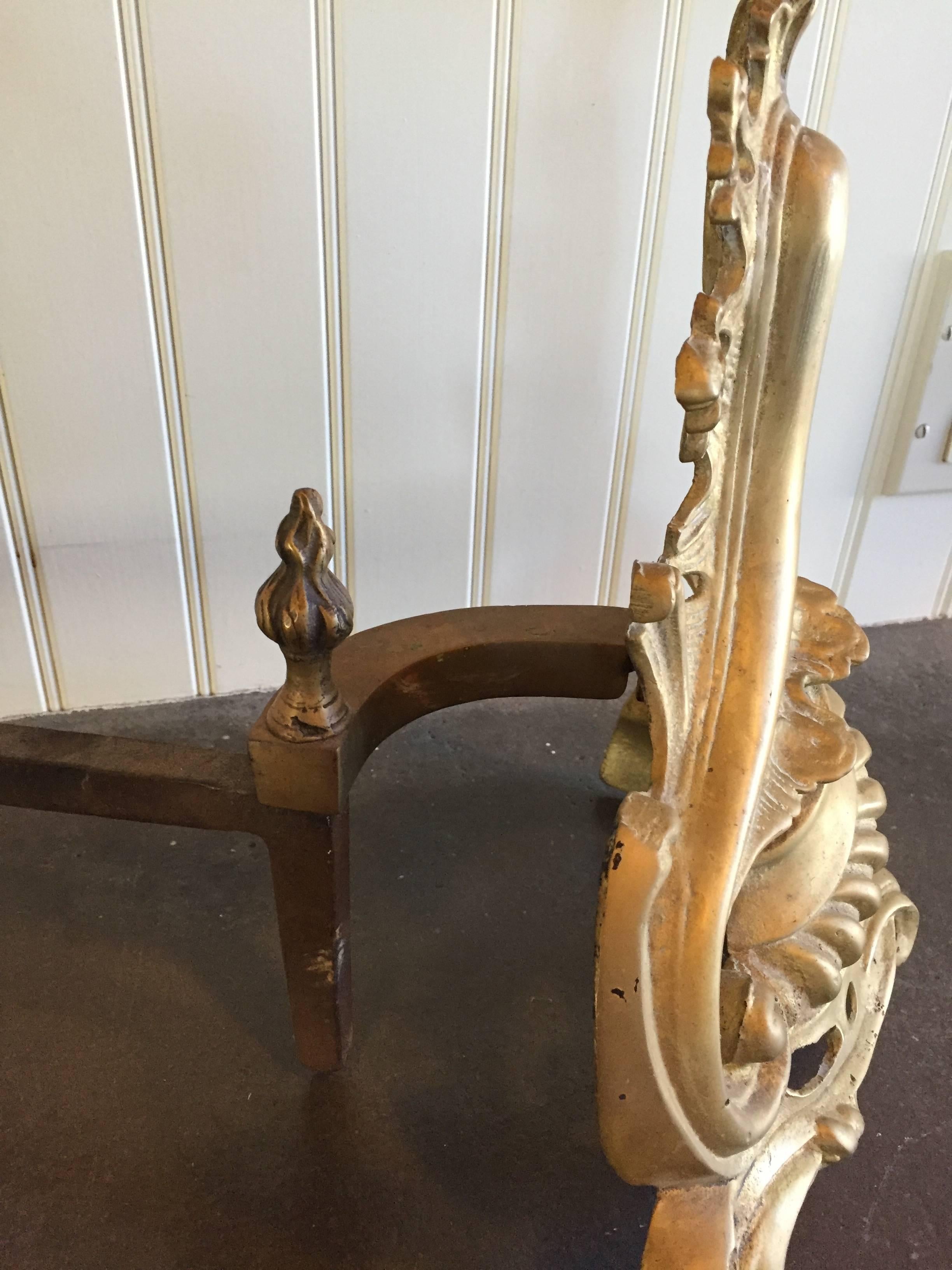 19th Century Louis XV Style Chenets/ Andirons For Sale
