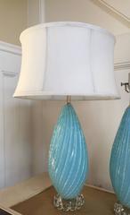 Pair of Sky Blue Murano Glass Table Lamps by Balboa