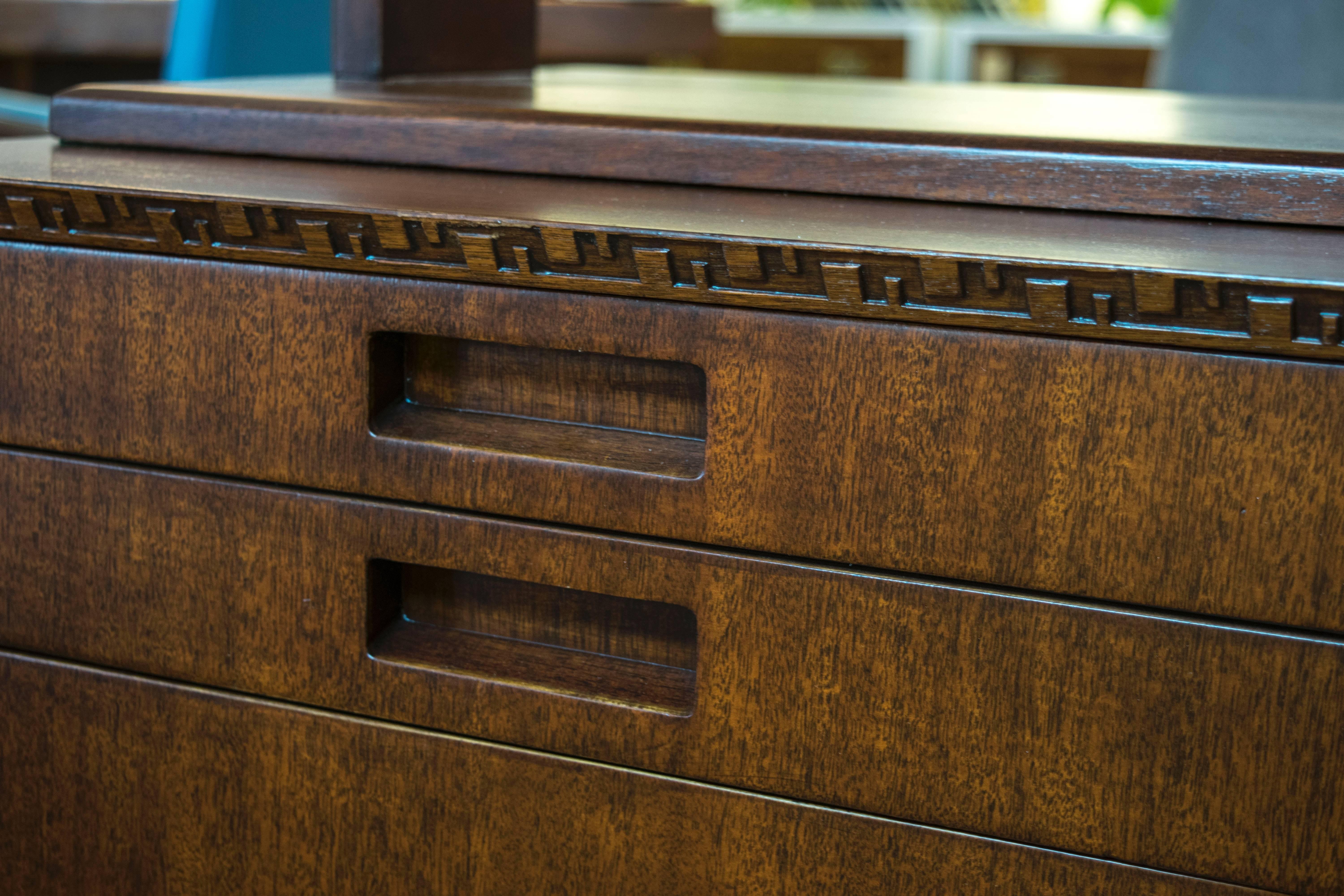 American Frank Lloyd Wright for Henredon Credenza with Matching Hutch