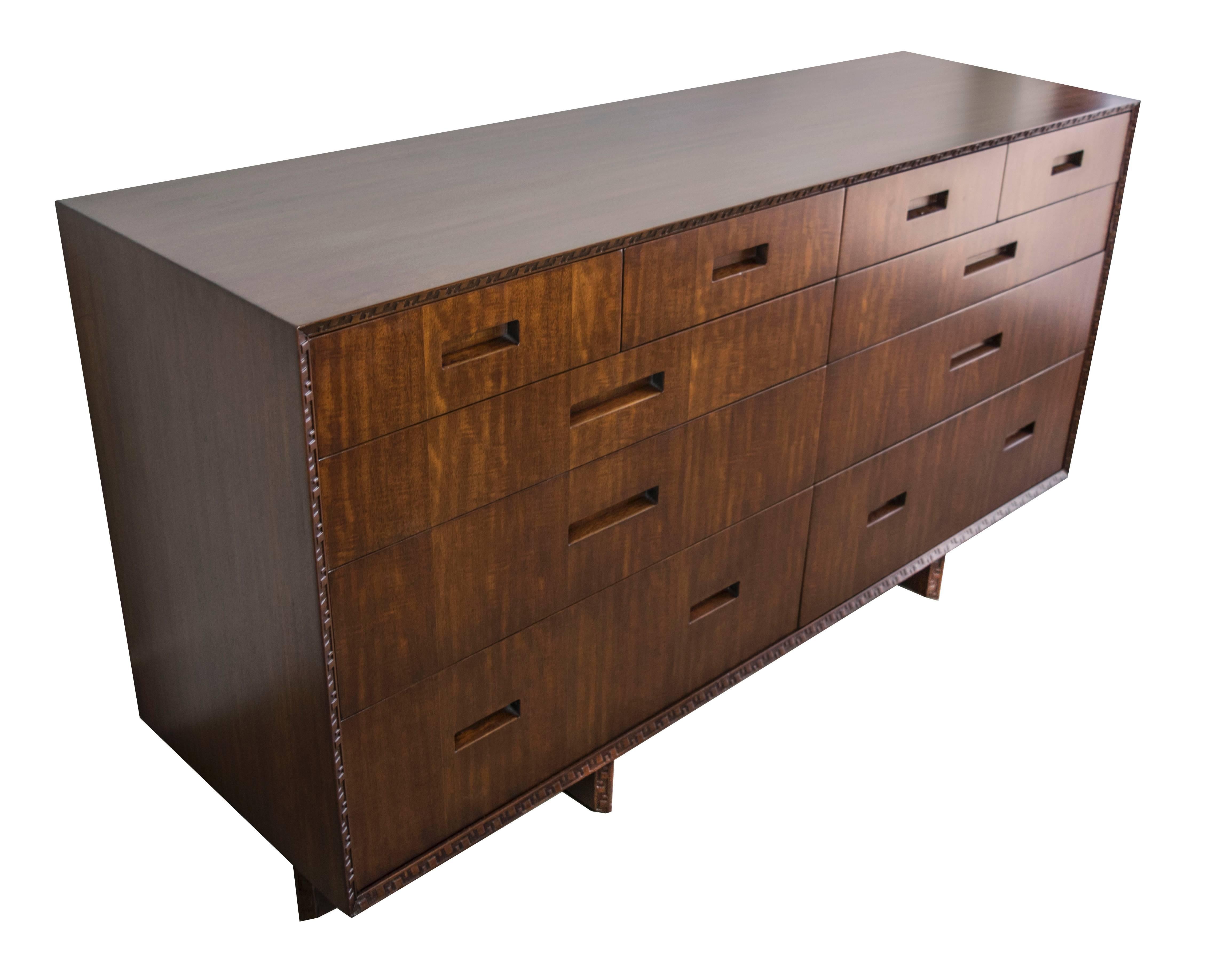 In 1955, Frank Lloyd Wright teamed with the Heritage-Henredon furniture partnership to create a furniture collection originally intended for the American mass market post World War II. This group was the 