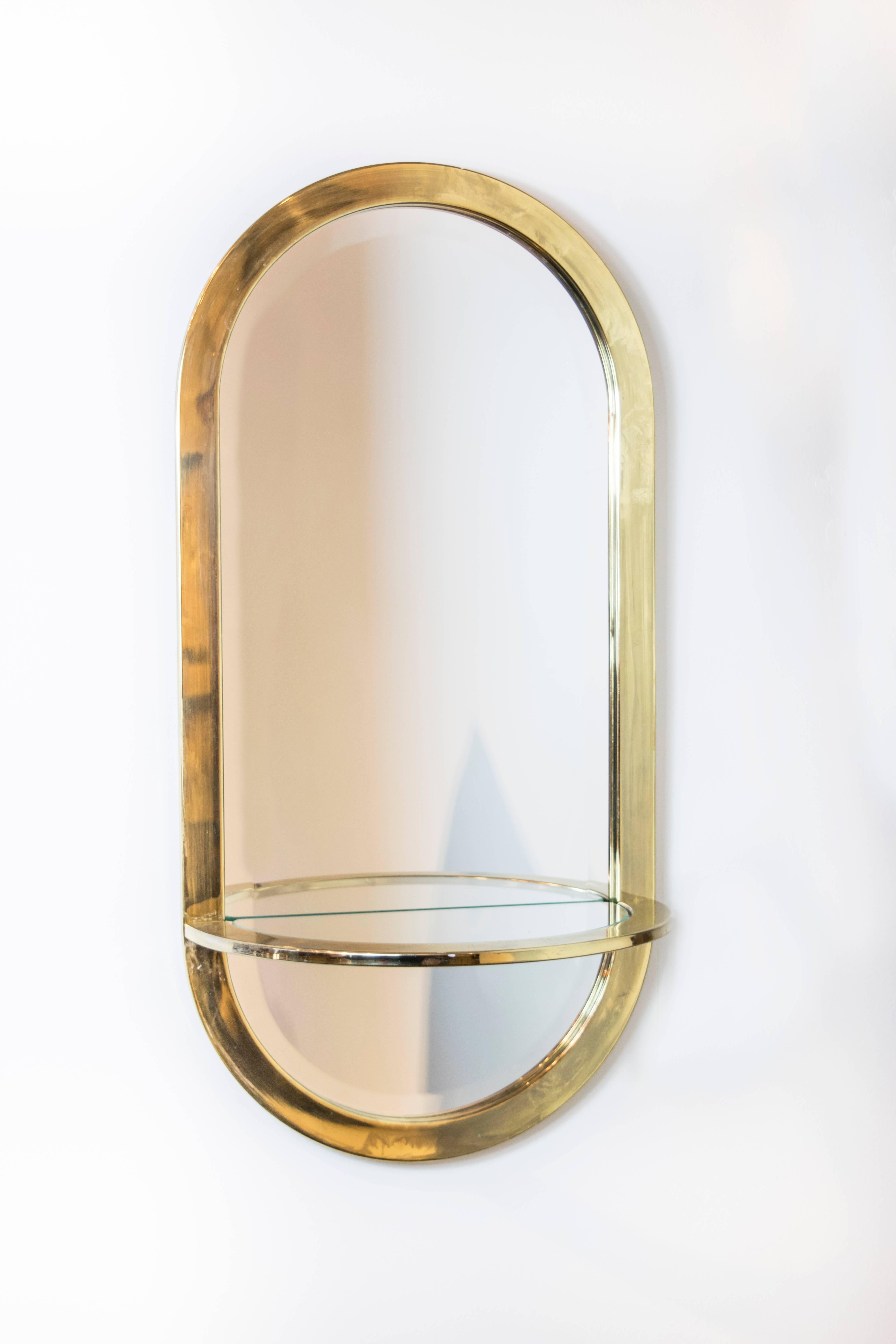 brass mirror with shelf