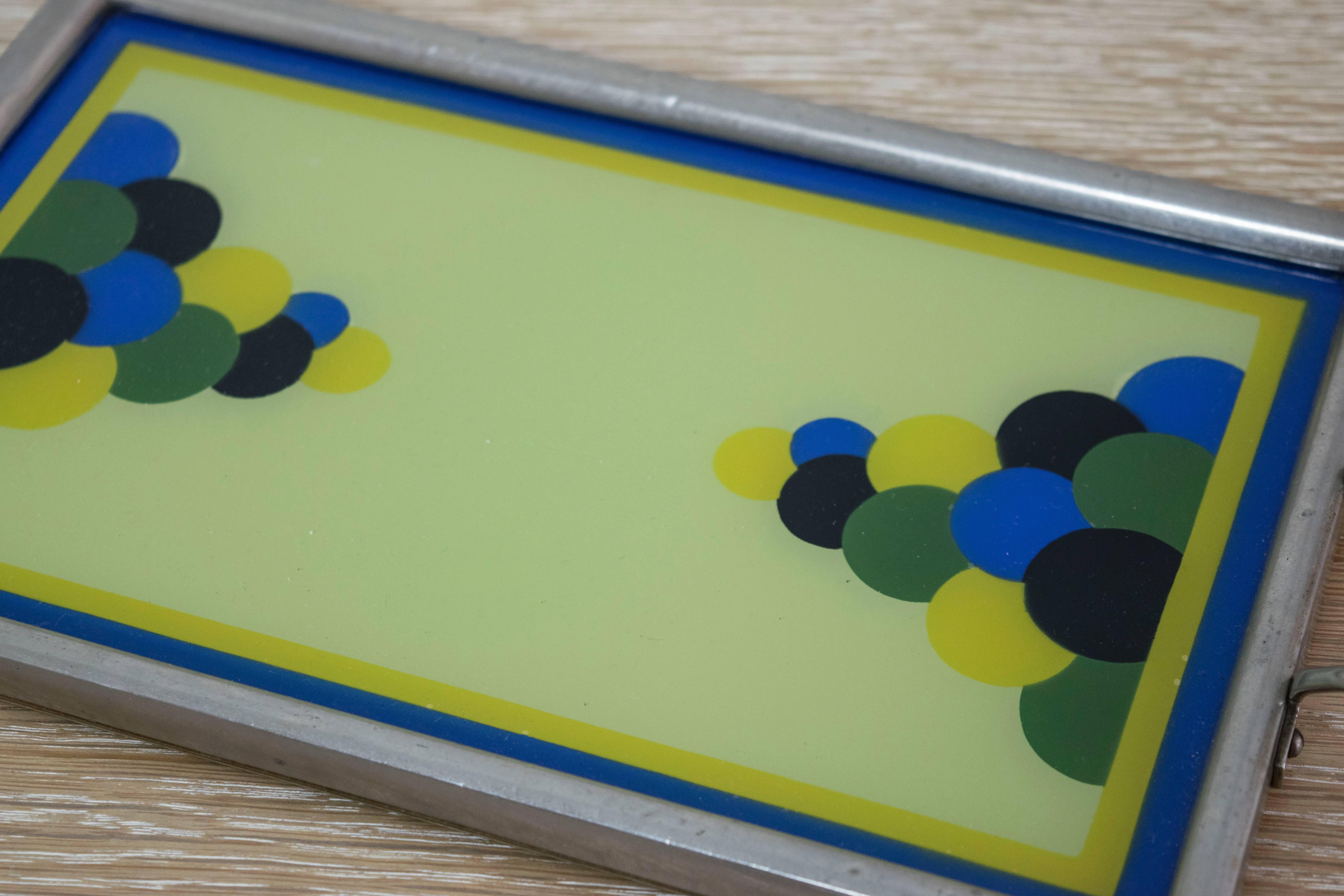 German Hand-Painted Reverse Glass Bauhaus Tray For Sale