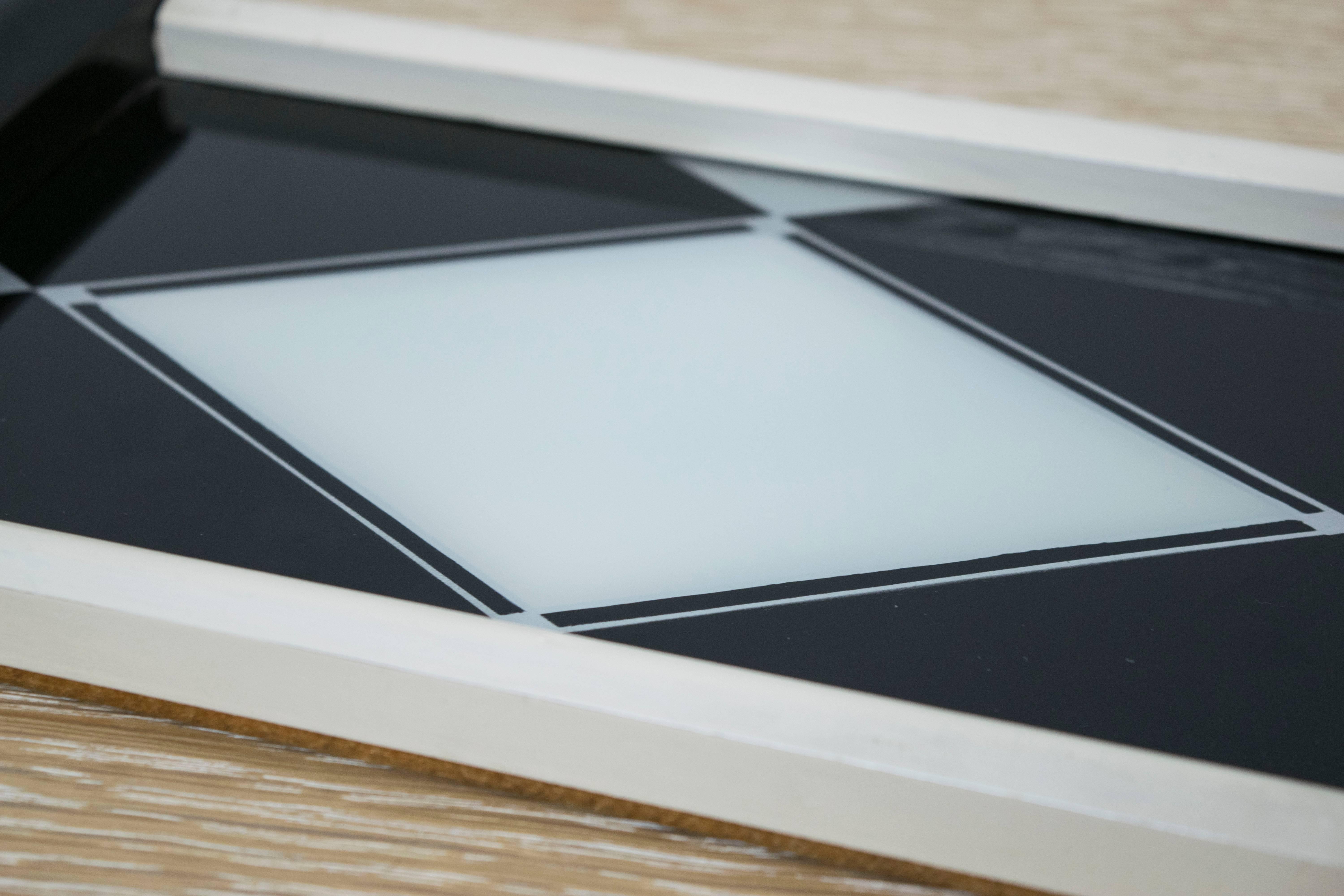 Hand-Painted Reverse Glass Bauhaus Tray In Excellent Condition For Sale In Houston, TX
