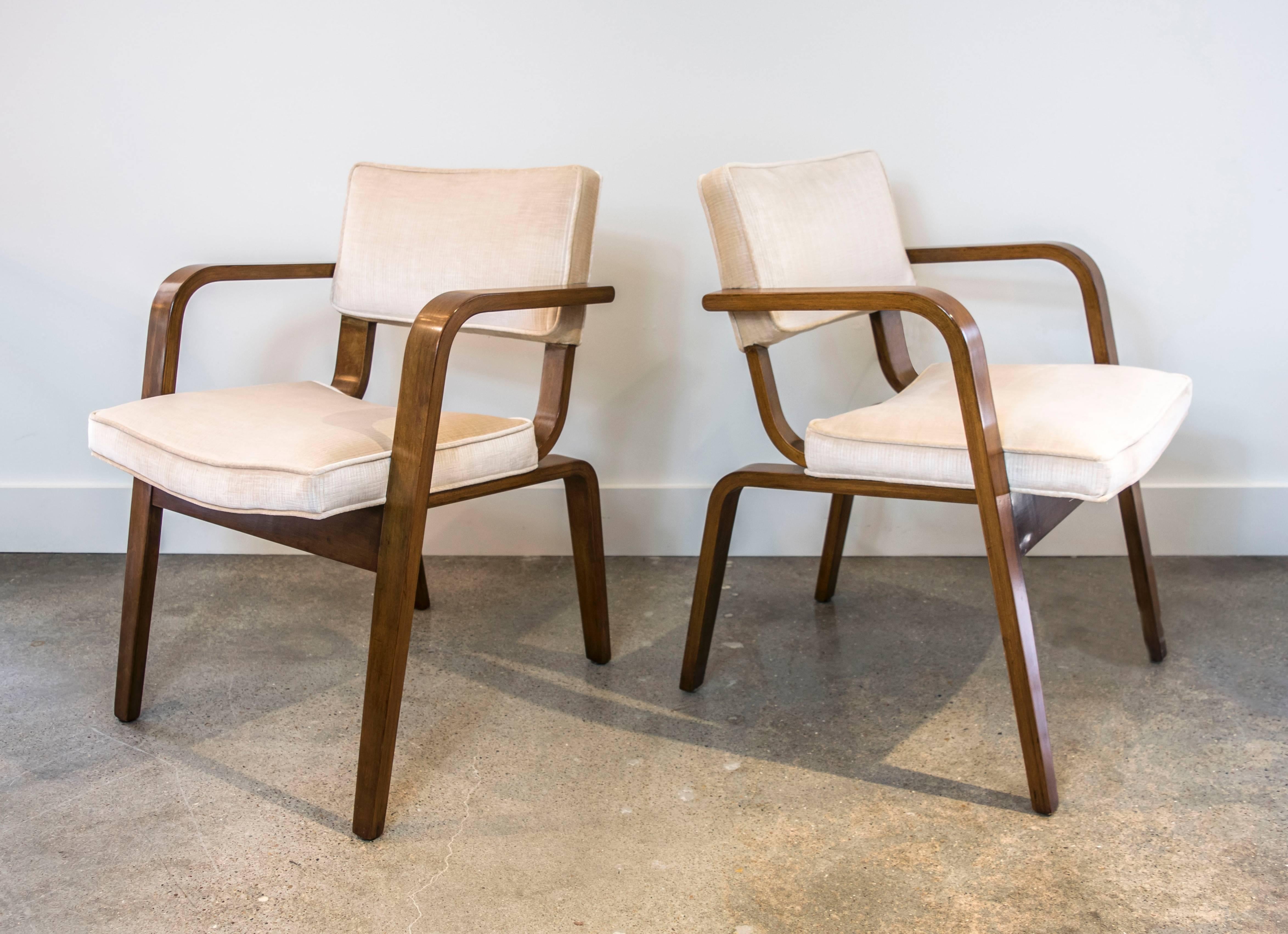 Mid-Century Modern Pair of Thonet Bentwood and Upholstery Dining Chairs