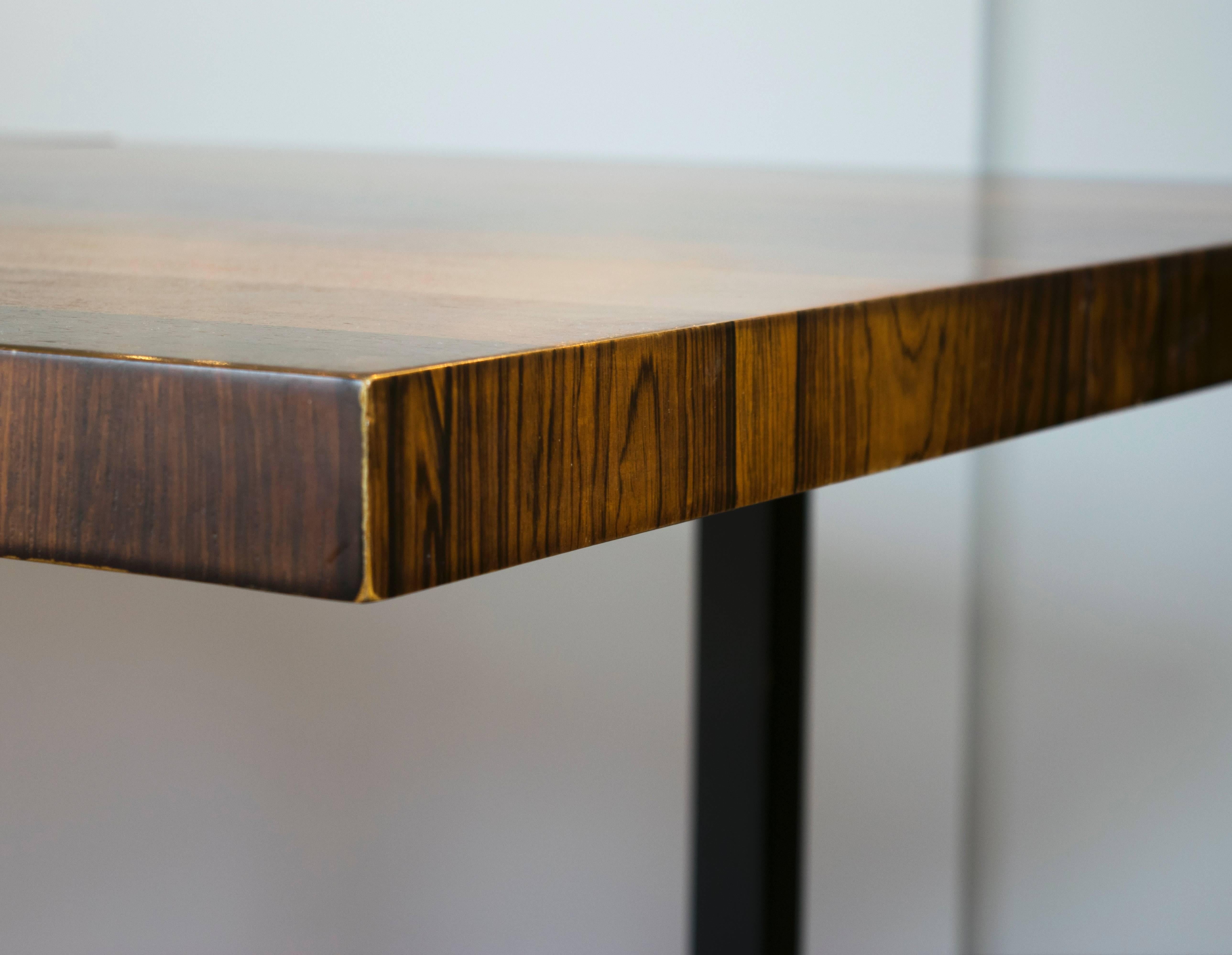 Milo Baughman for Directional Rare Striped Wood Table In Excellent Condition In Houston, TX
